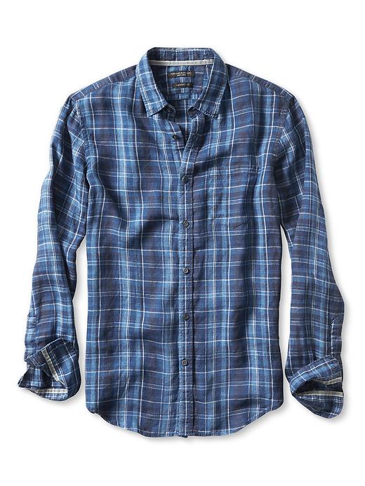 Grant-Fit Open Plaid Irish Linen Shirt | Banana Republic