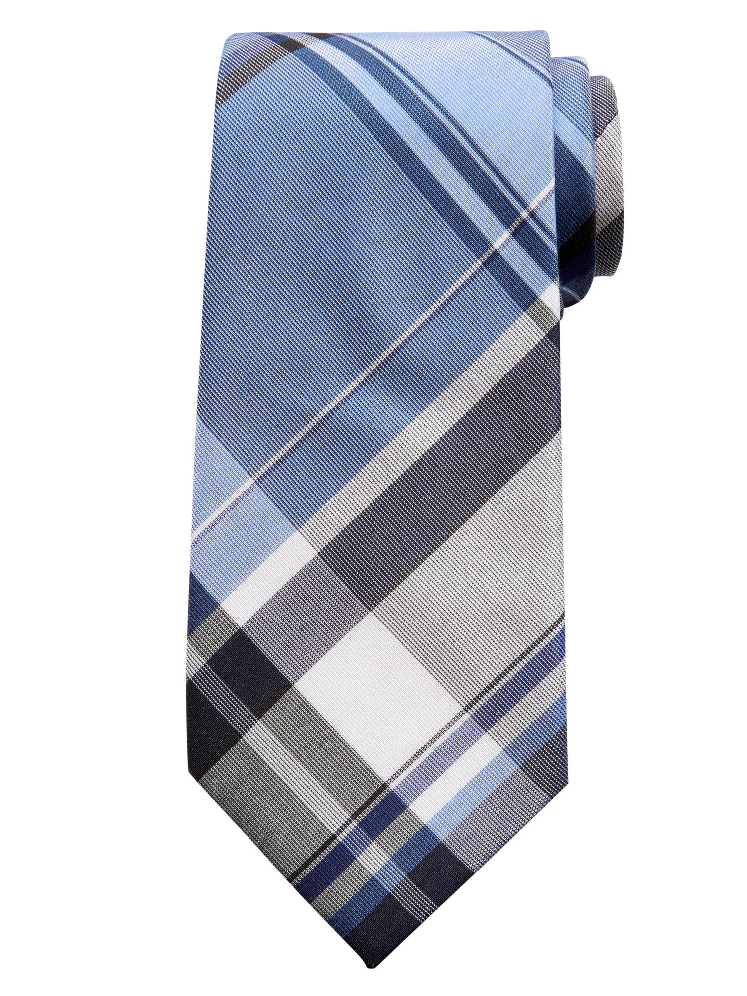 Diagonal-Print Plaid Tie
