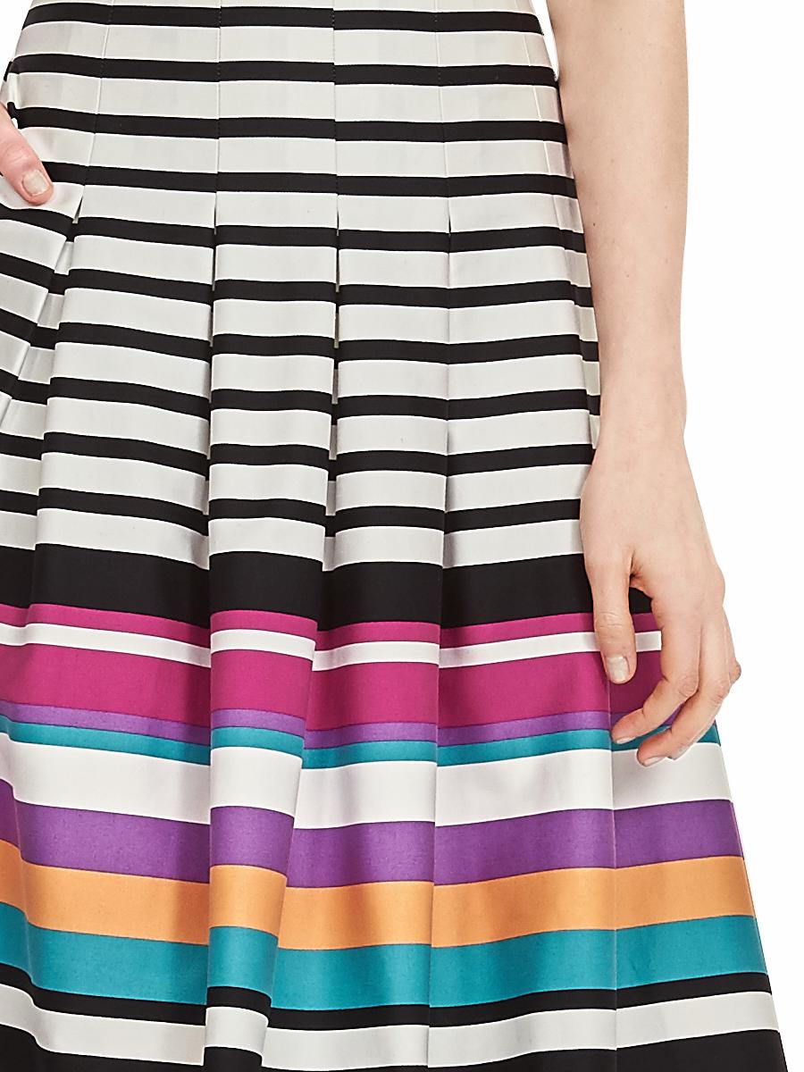 Multi-Stripe Pleated Skirt