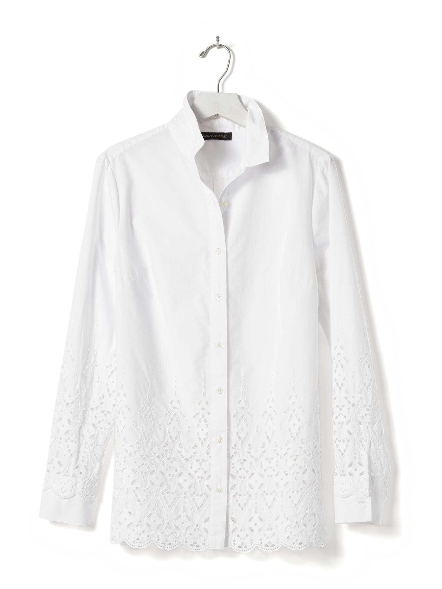 Scallop-Hem Eyelet Shirt