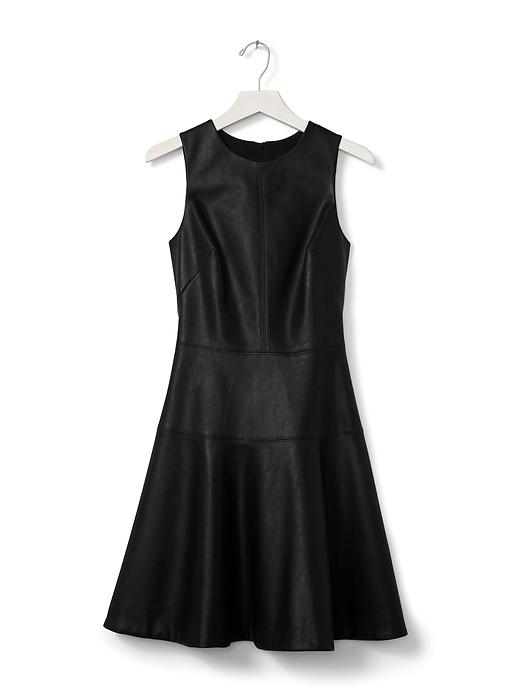 Faux-Leather Fit-and-Flare Dress | Banana Republic