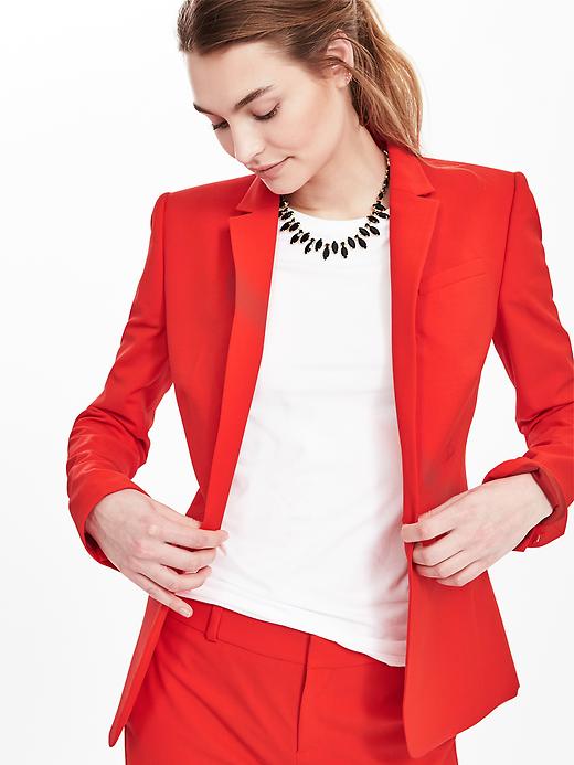 Red one-button Blazer