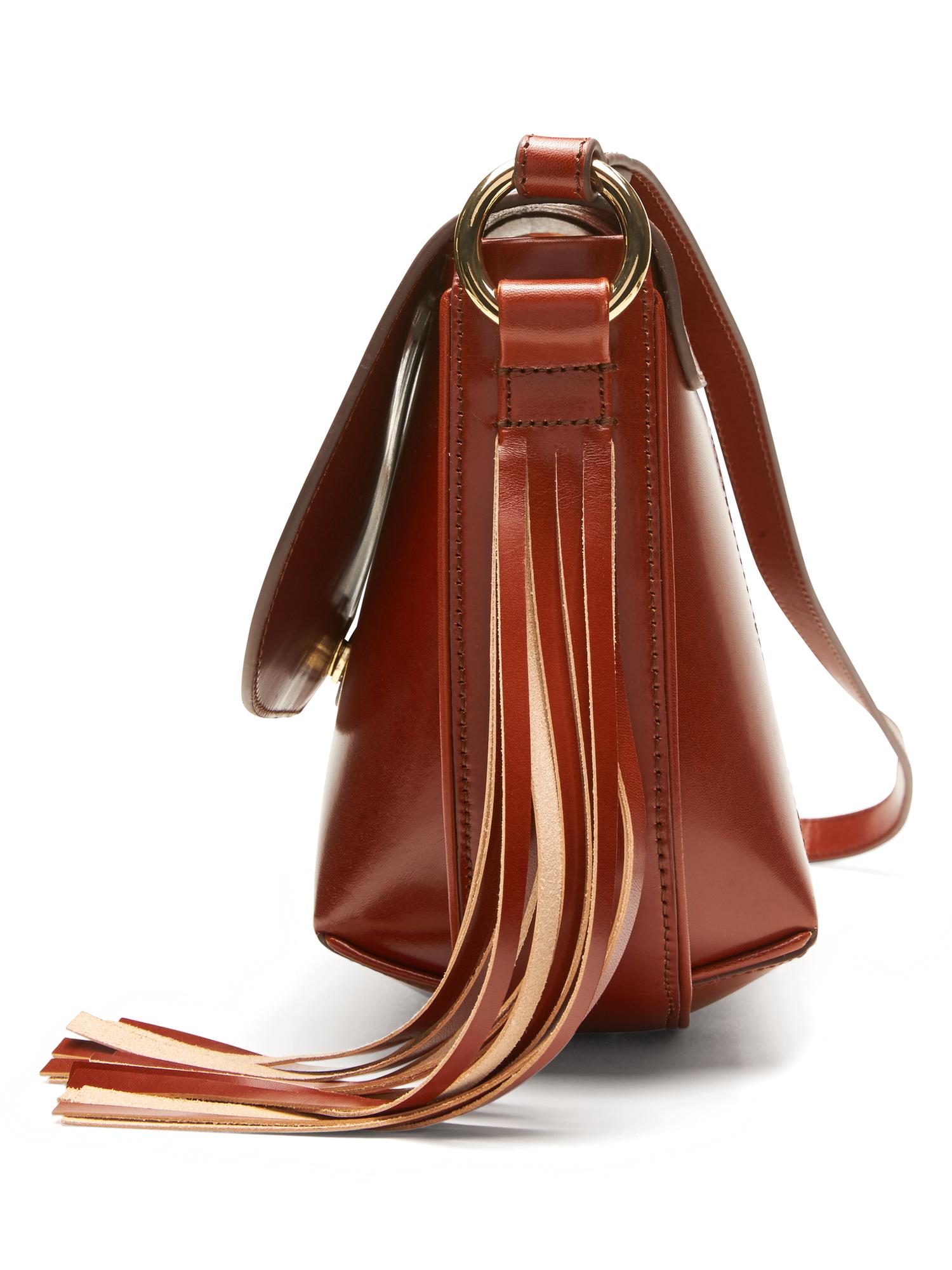 Italian Vachetta Fringe Saddle Bag Banana Republic