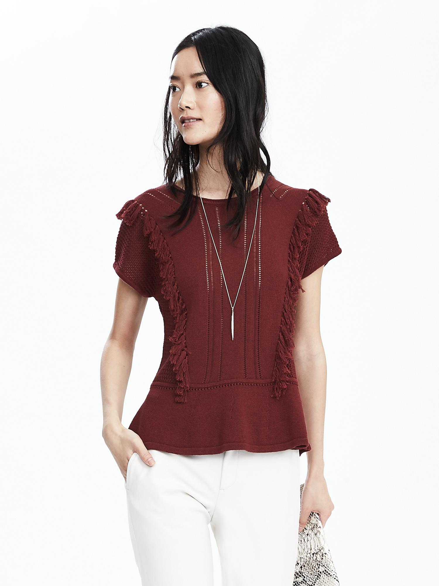 Fringe Trim Top Banana Republic