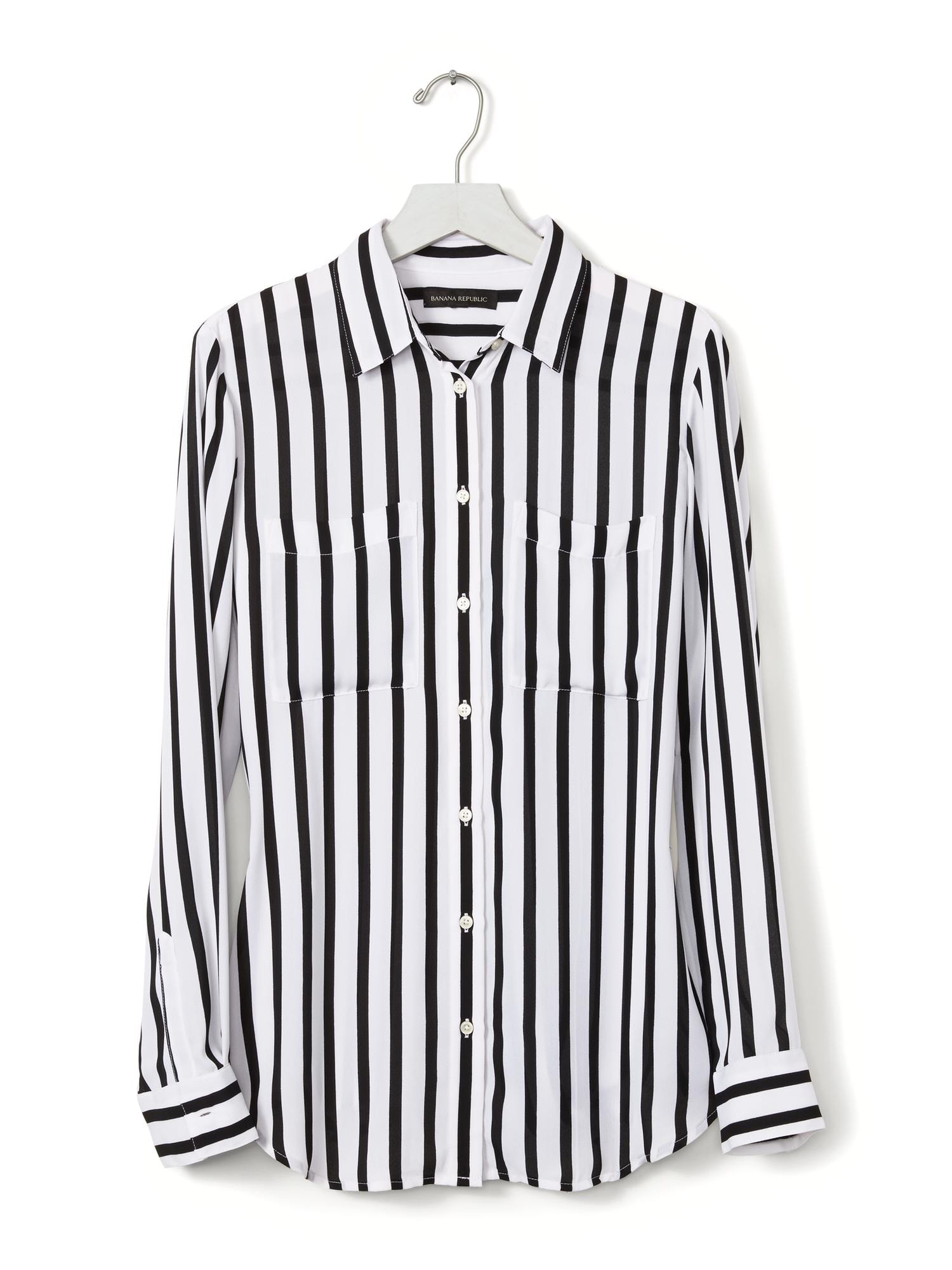 banana republic black and white striped shirt