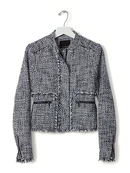 Raw-Edge Tweed Moto Jacket | Banana Republic