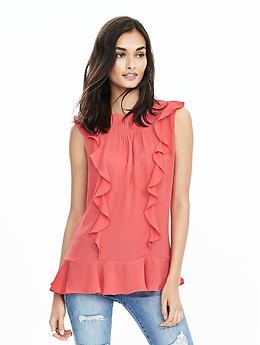 Pintuck Ruffle Top | Banana Republic