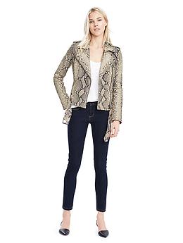 Limited-Edition Python Print Leather Moto Jacket | Banana