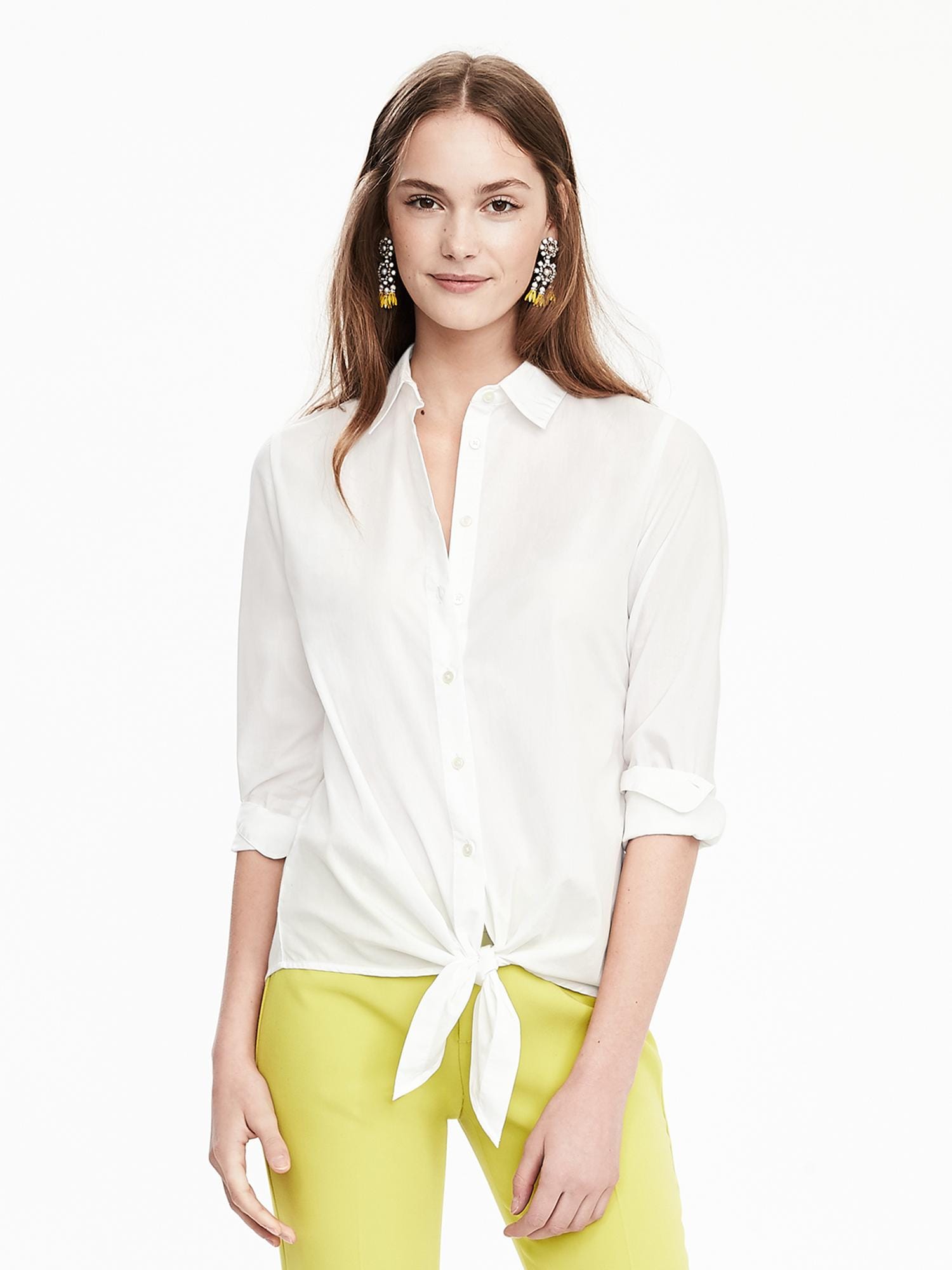 Tie-Front Cotton Shirt | Banana Republic