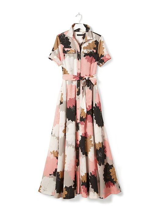 knee length dresses for ladies Banana Republic Multicolor Floral Paisley Long Sleeve Ruffle A Line Midi  Dress 0
