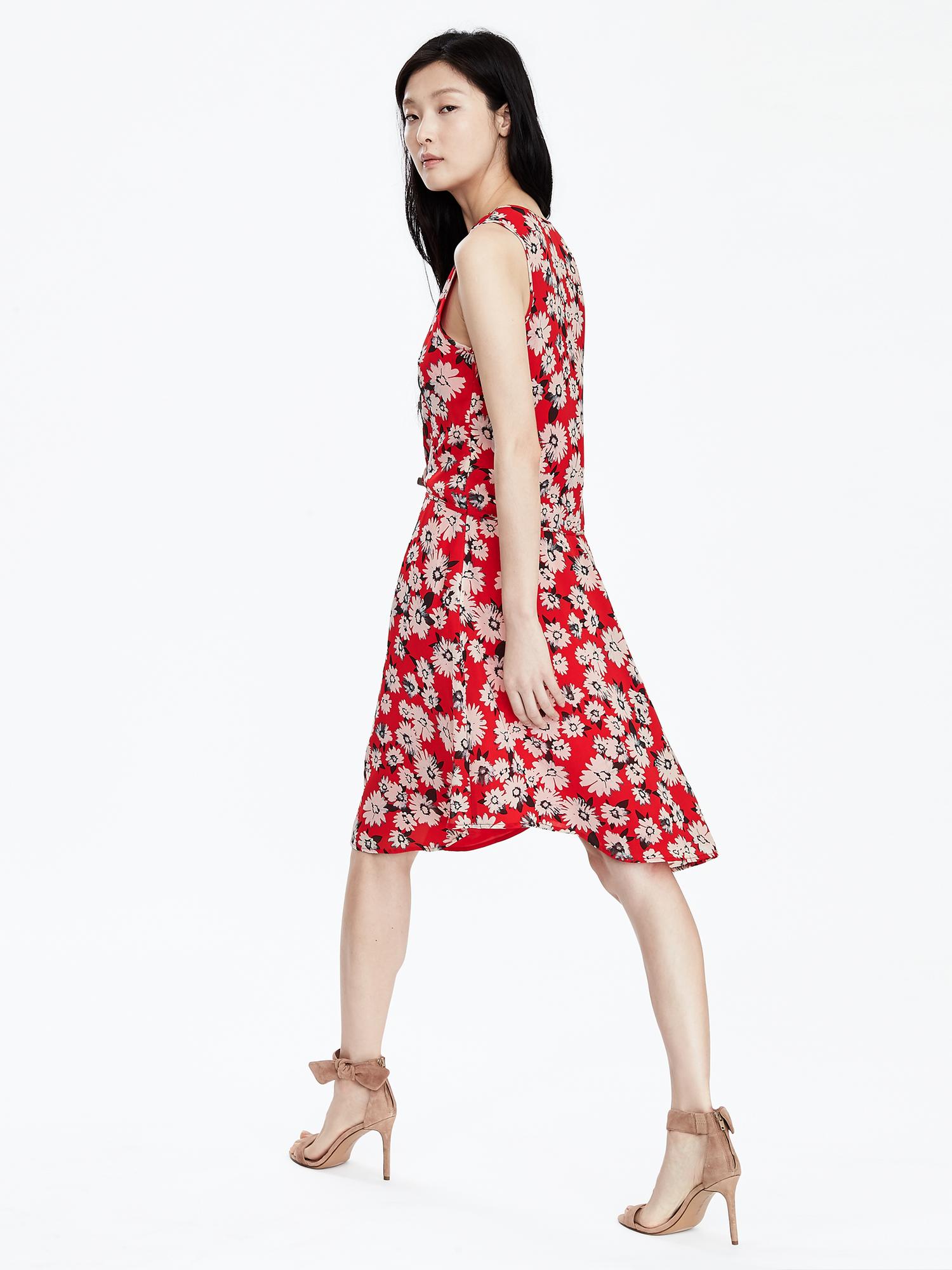 Tie-Neck Floral Dress