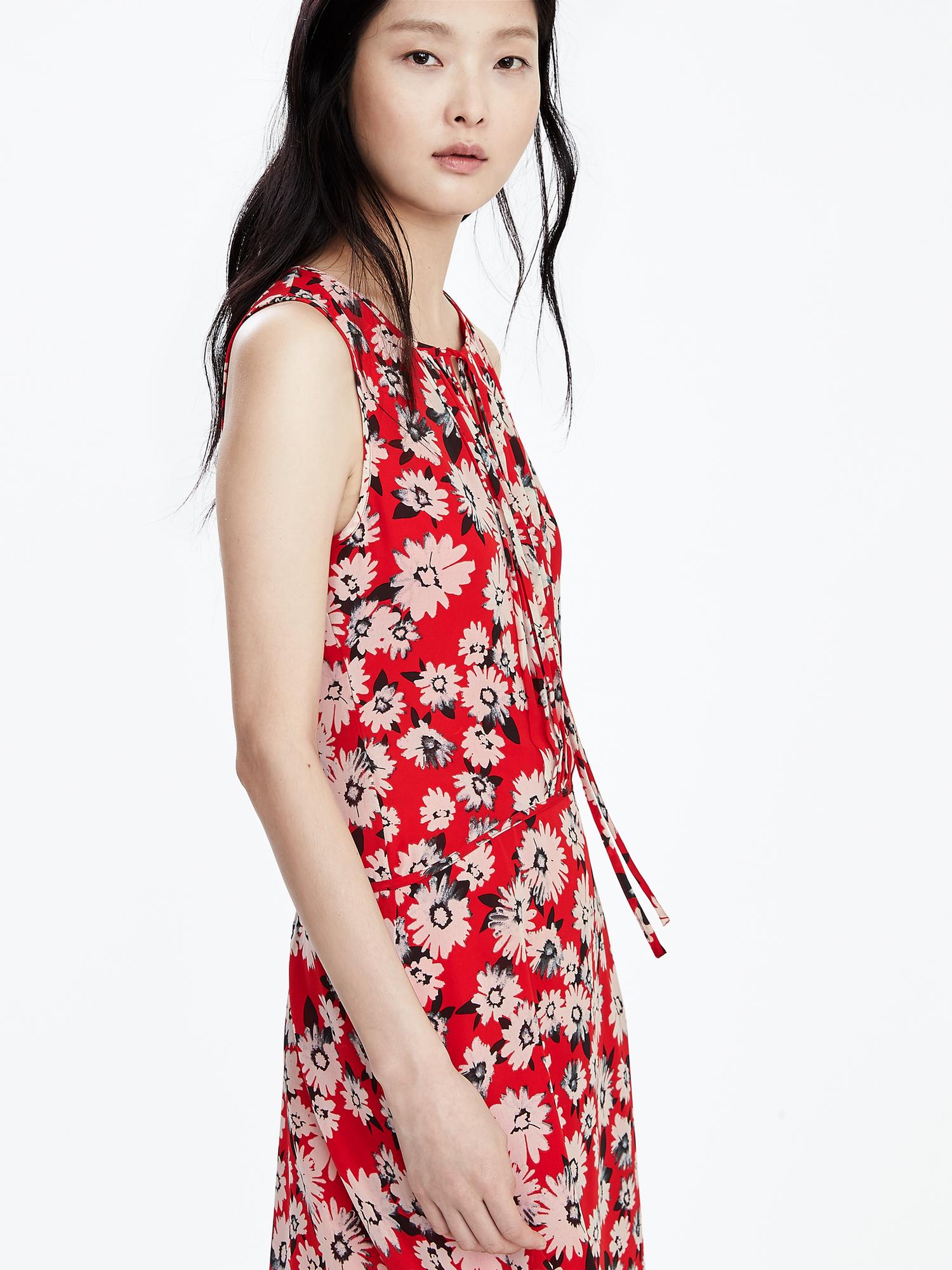 Tie-Neck Floral Dress