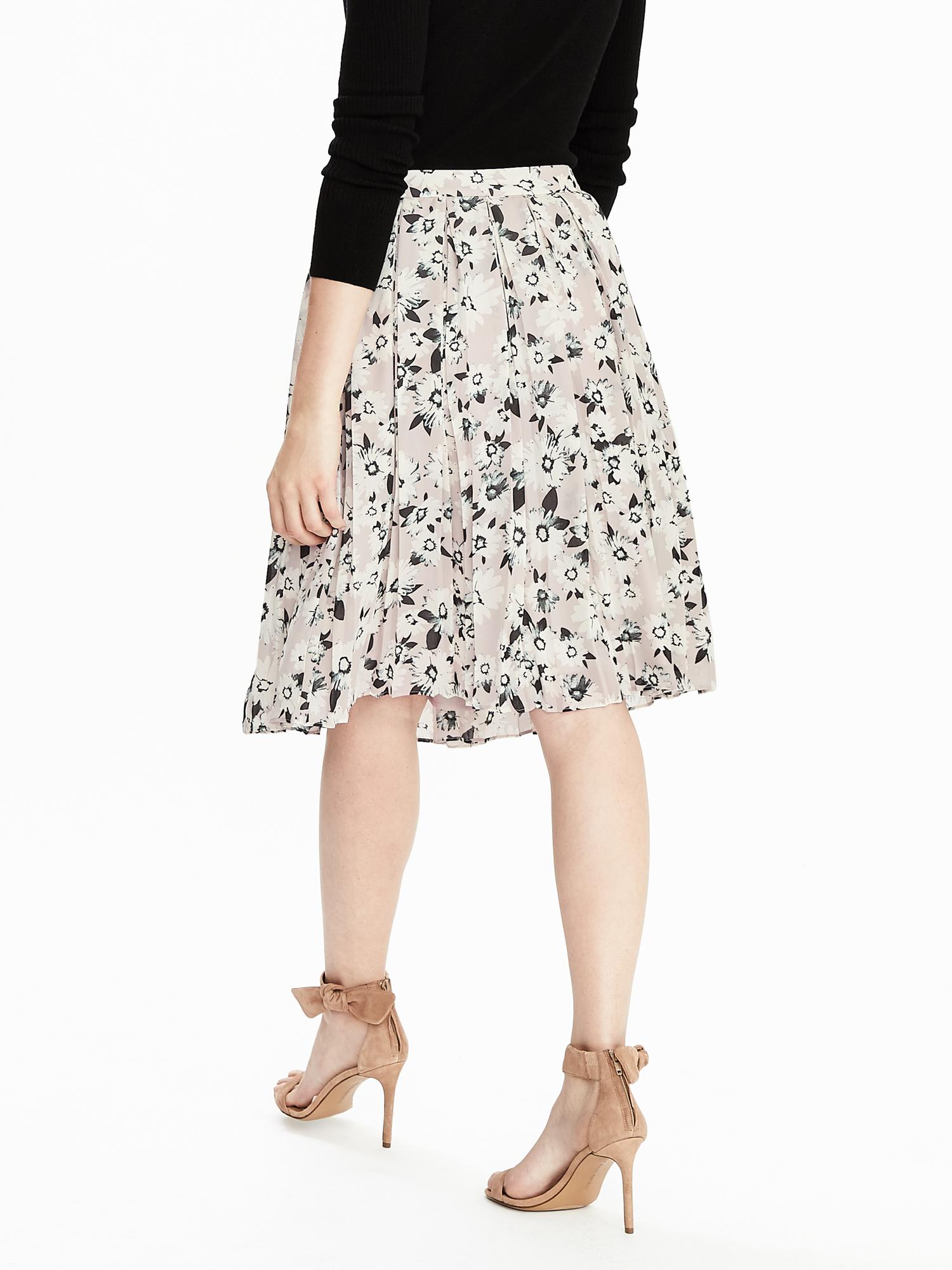 Floral Box-Pleat Skirt