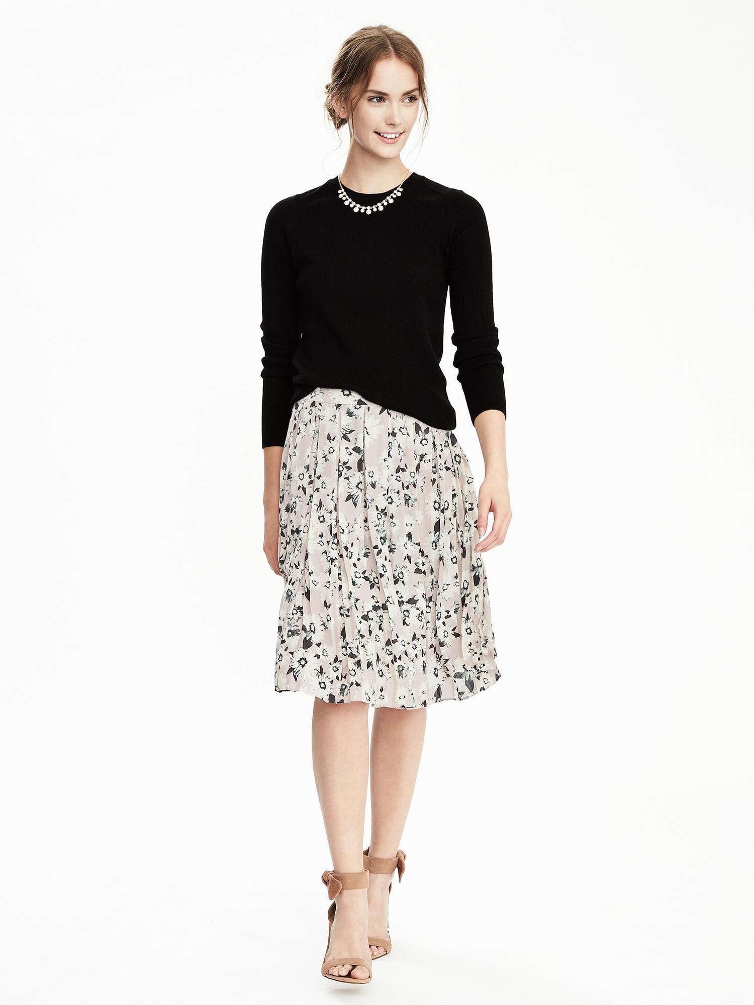 Floral Box-Pleat Skirt