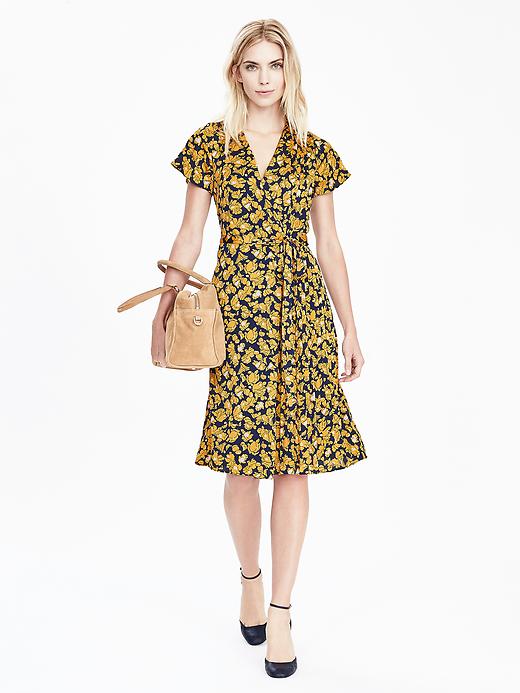 Floral Pleated Wrap Dress | Banana Republic