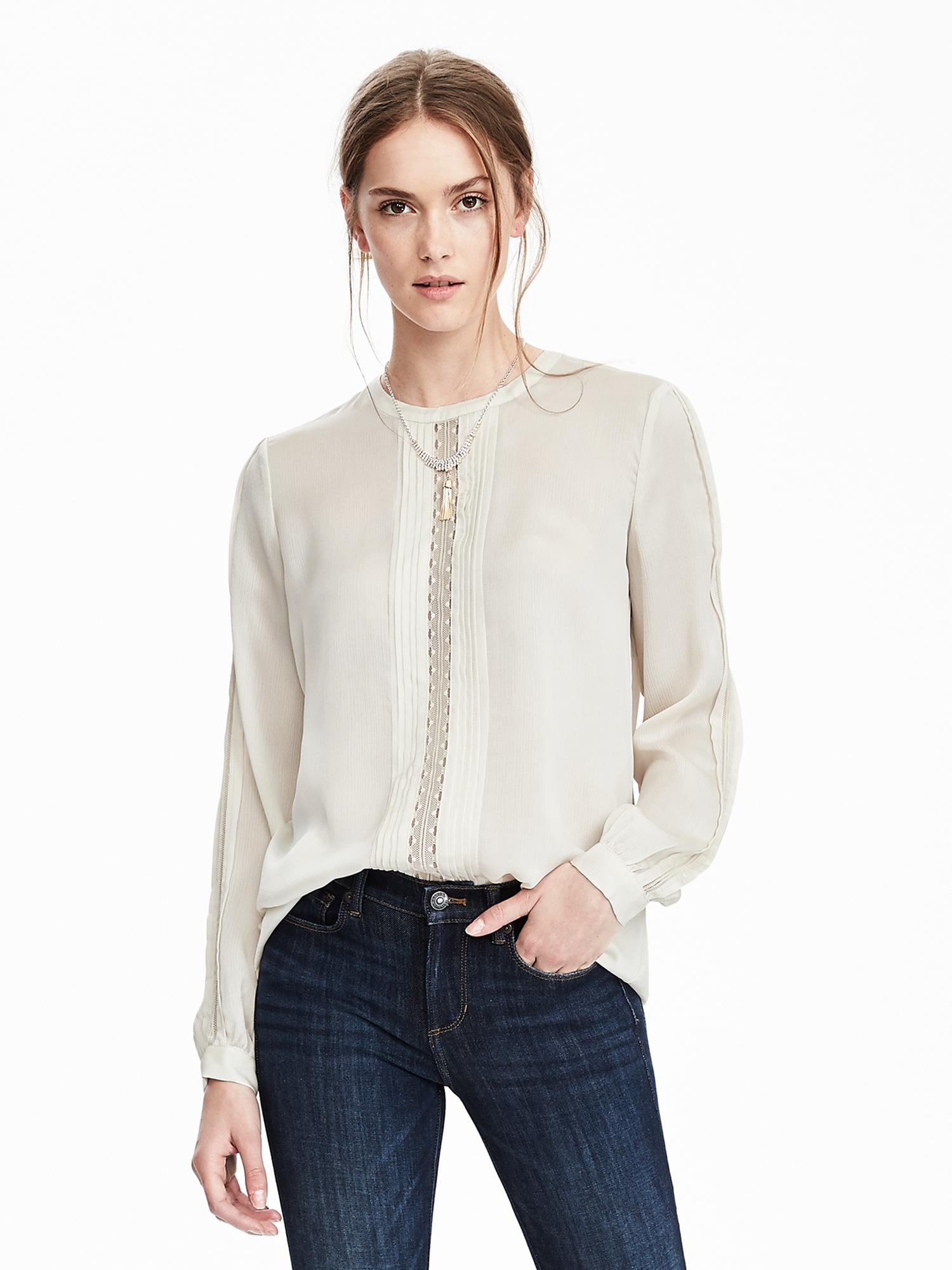 Heritage Pleated Lace Center Blouse
