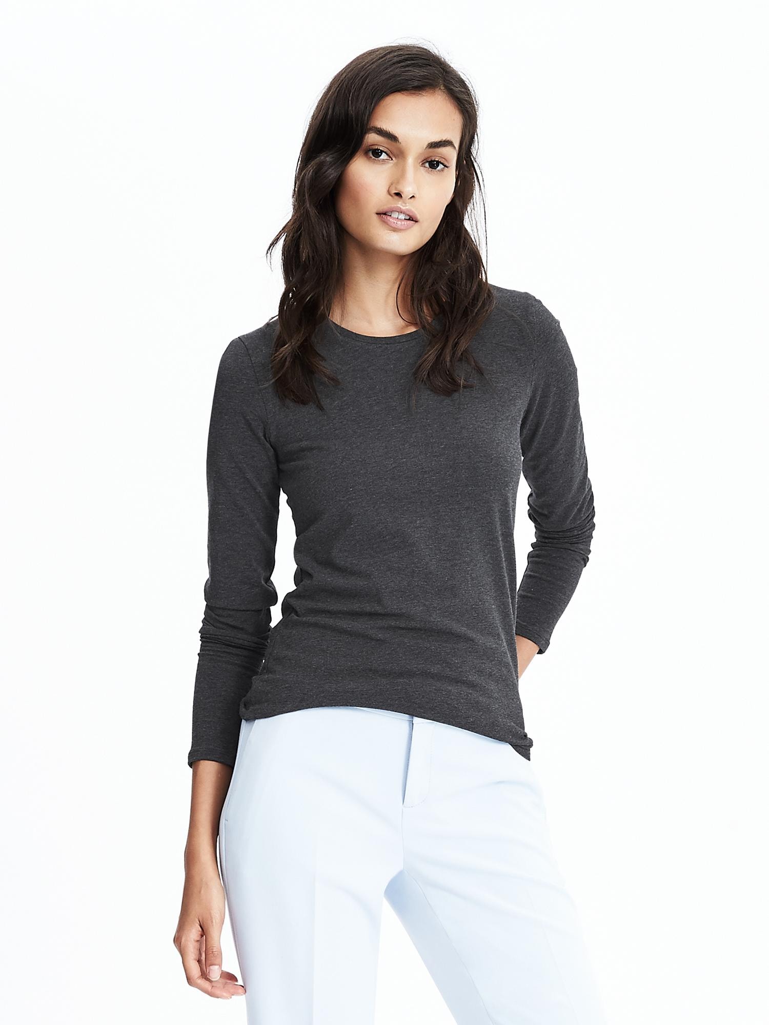 Essential Stretch-To-Fit Long-Sleeve Crew