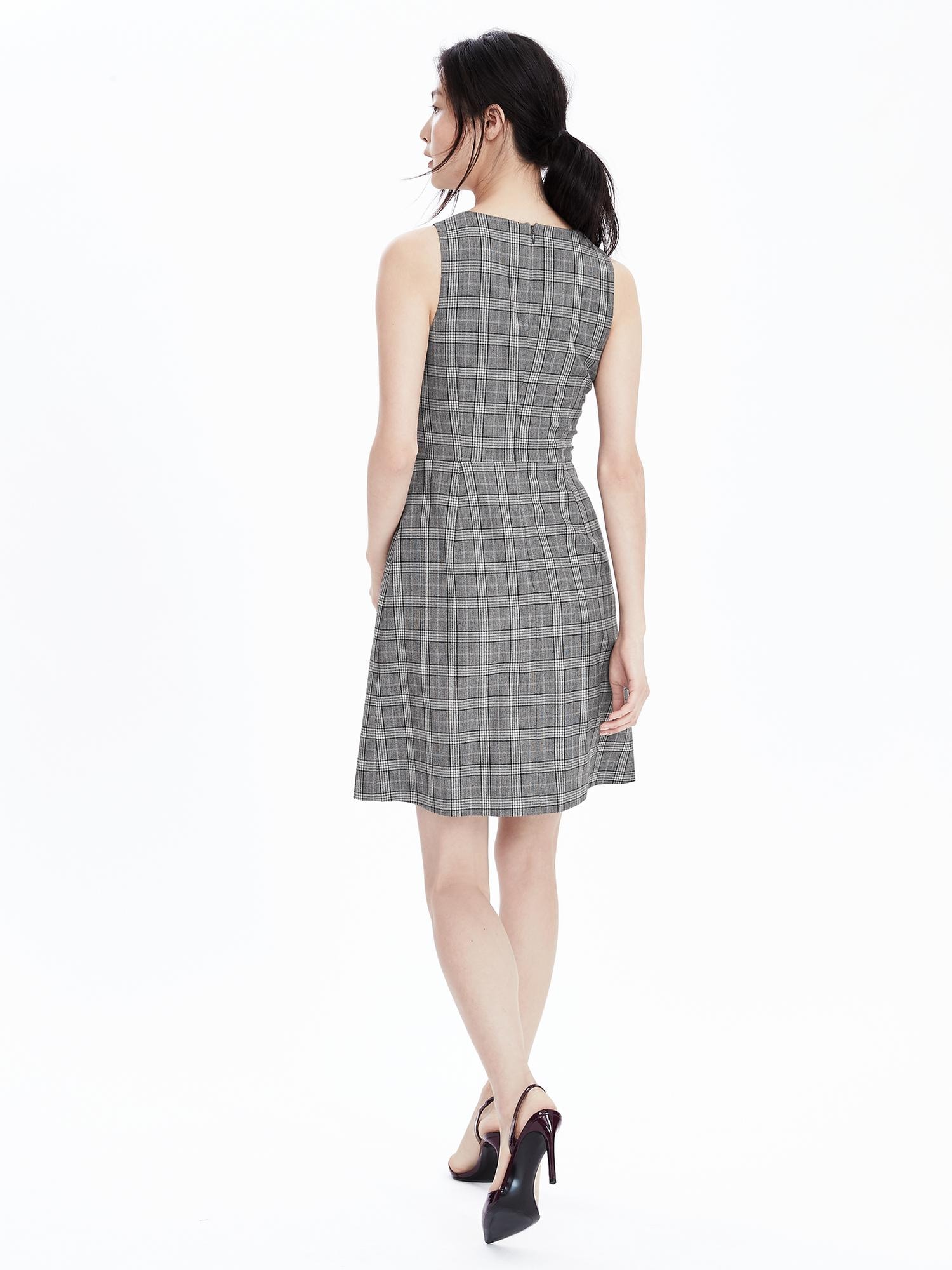 Wool Plaid Fit-and-Flare Dress