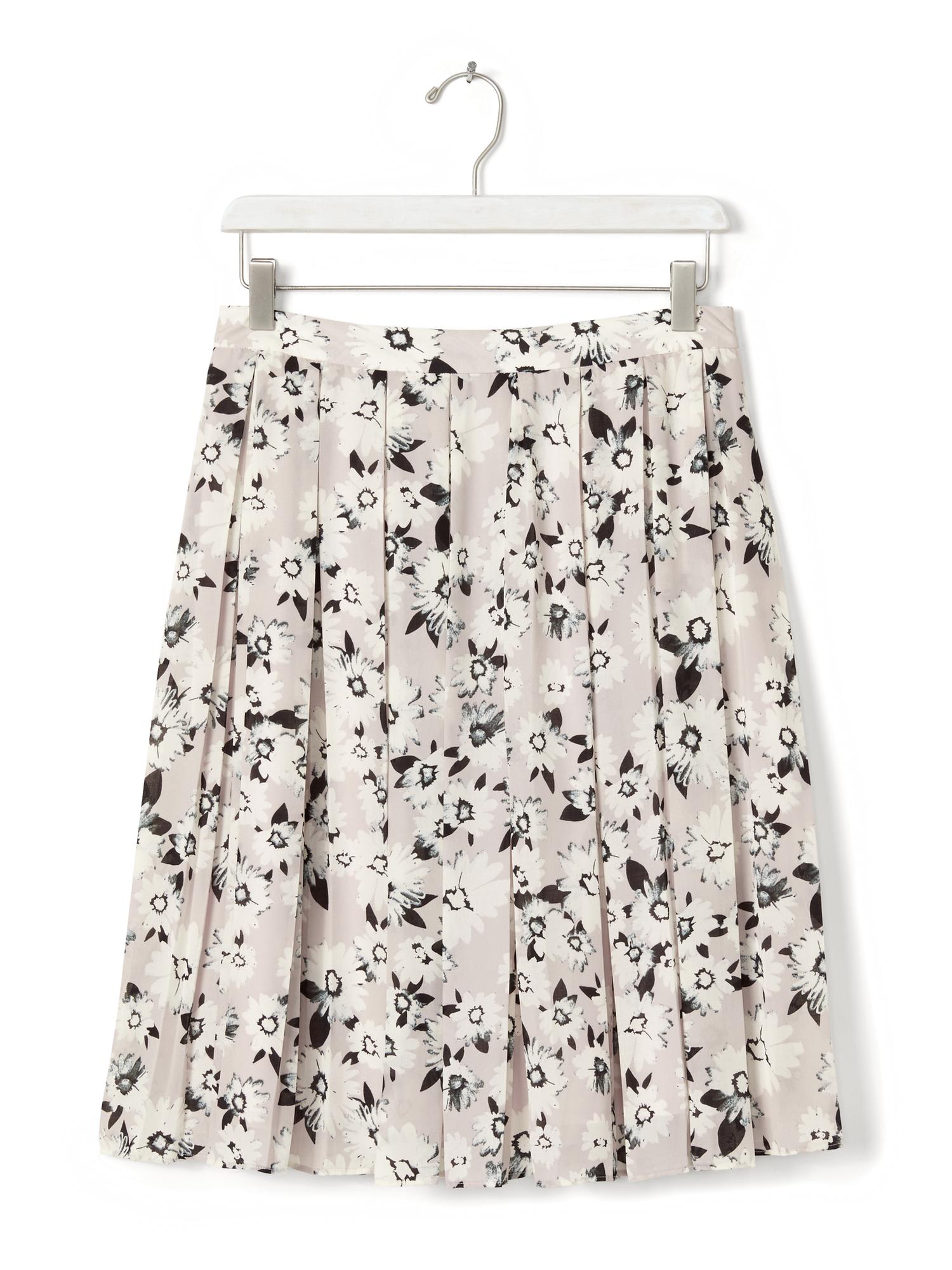 Floral Box-Pleat Skirt