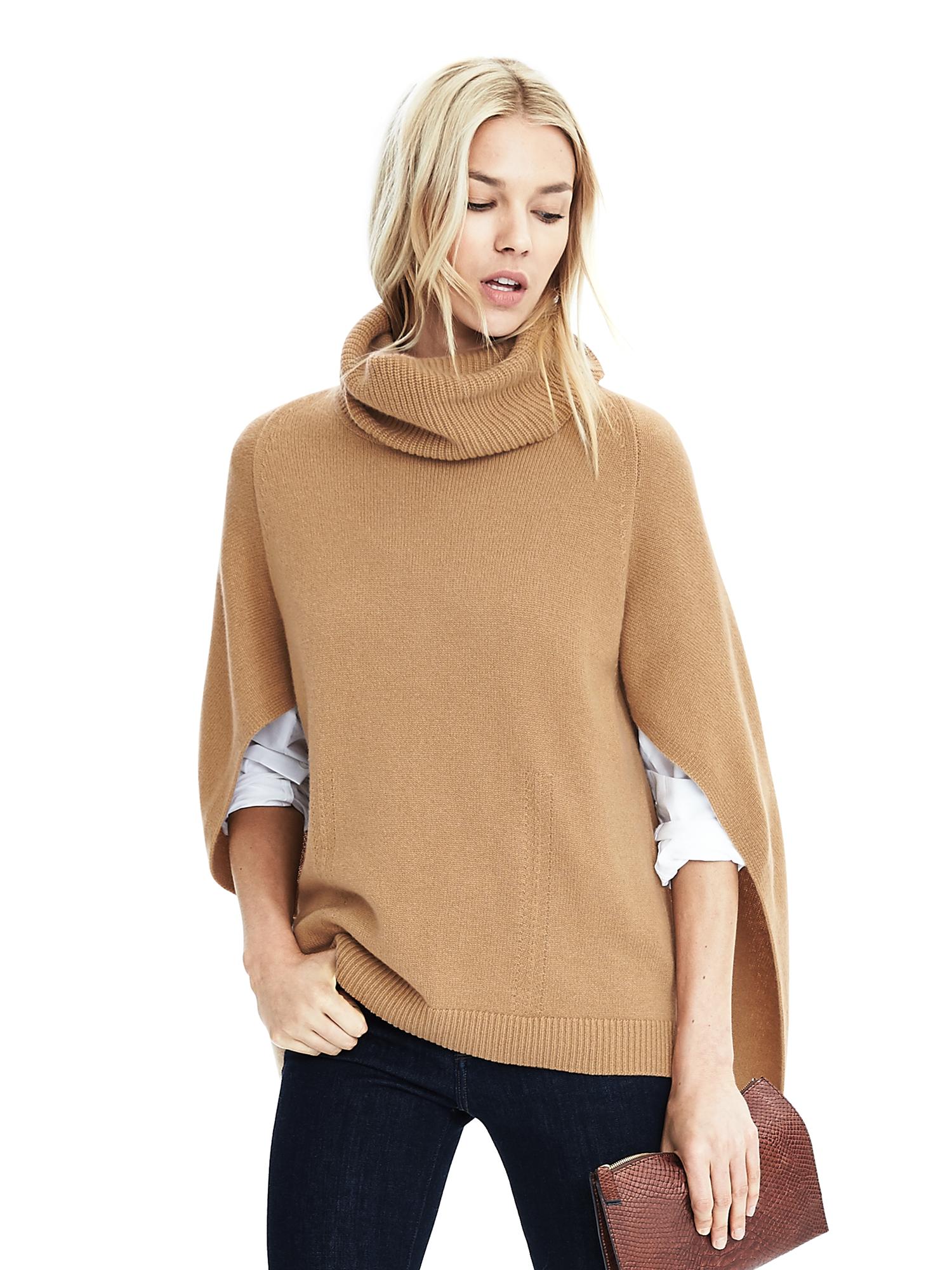 Cashmere Turtleneck Poncho Banana Republic