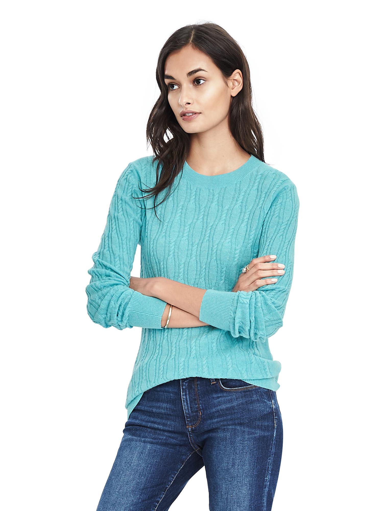 Italian Cashmere Blend Cable Crew Sweater