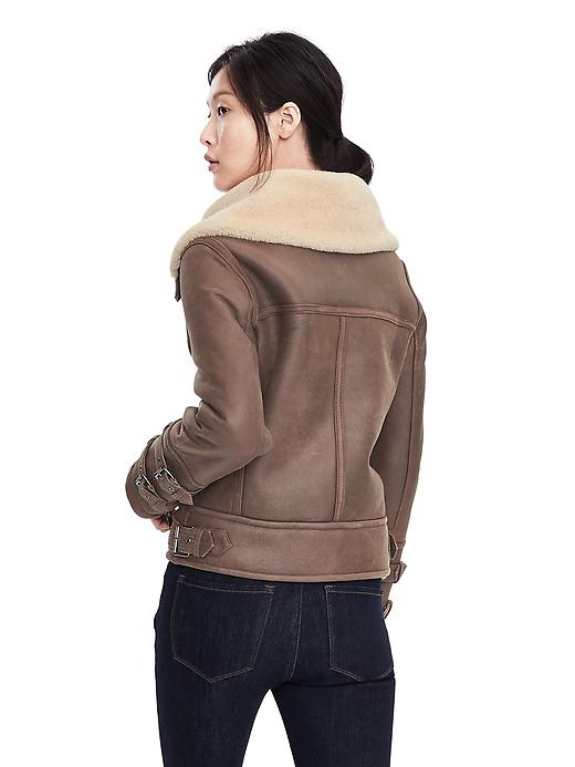 Leather Sherpa Bomber Jacket | Banana Republic