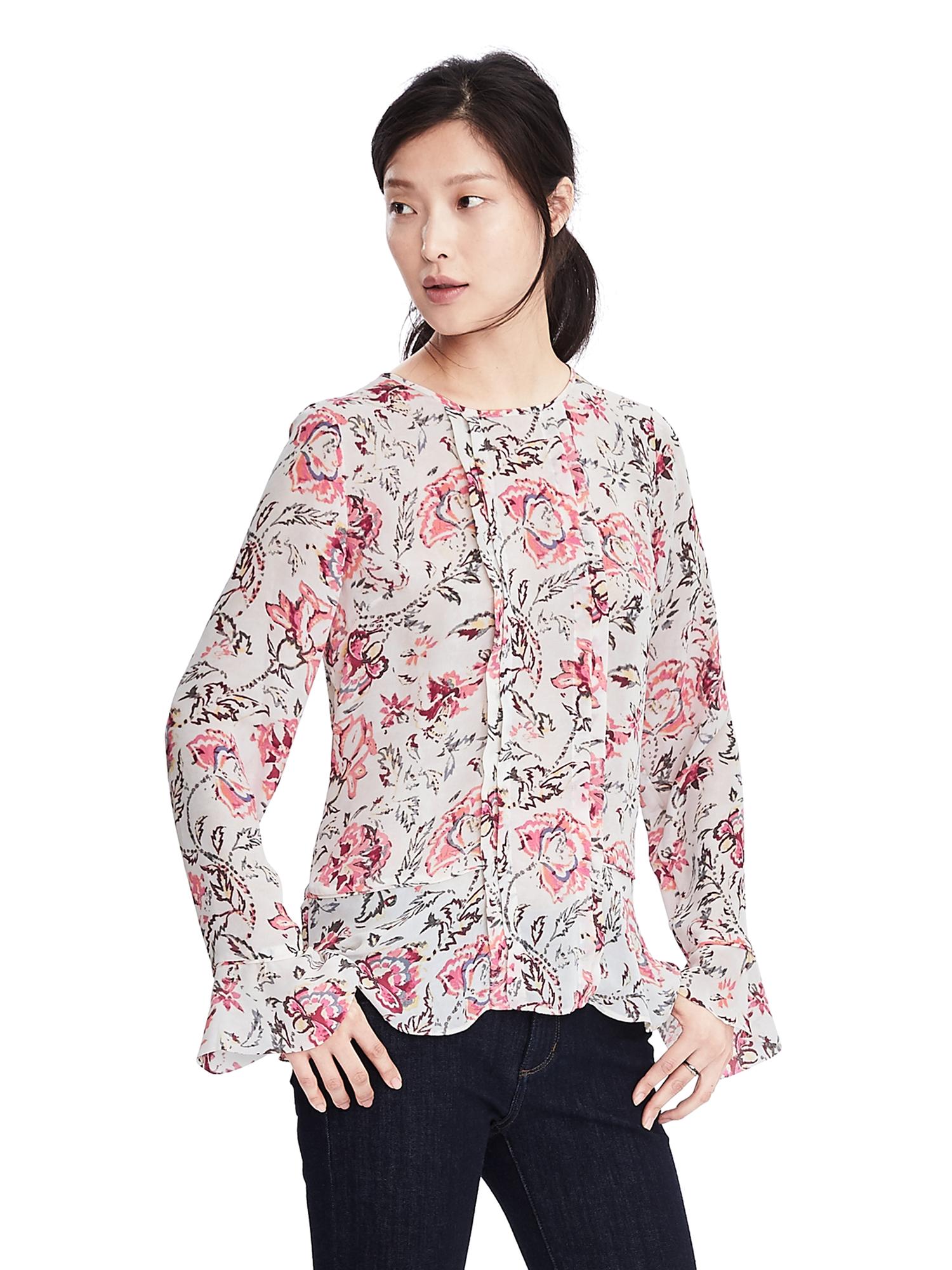 Flounce Sleeve Top | Banana Republic