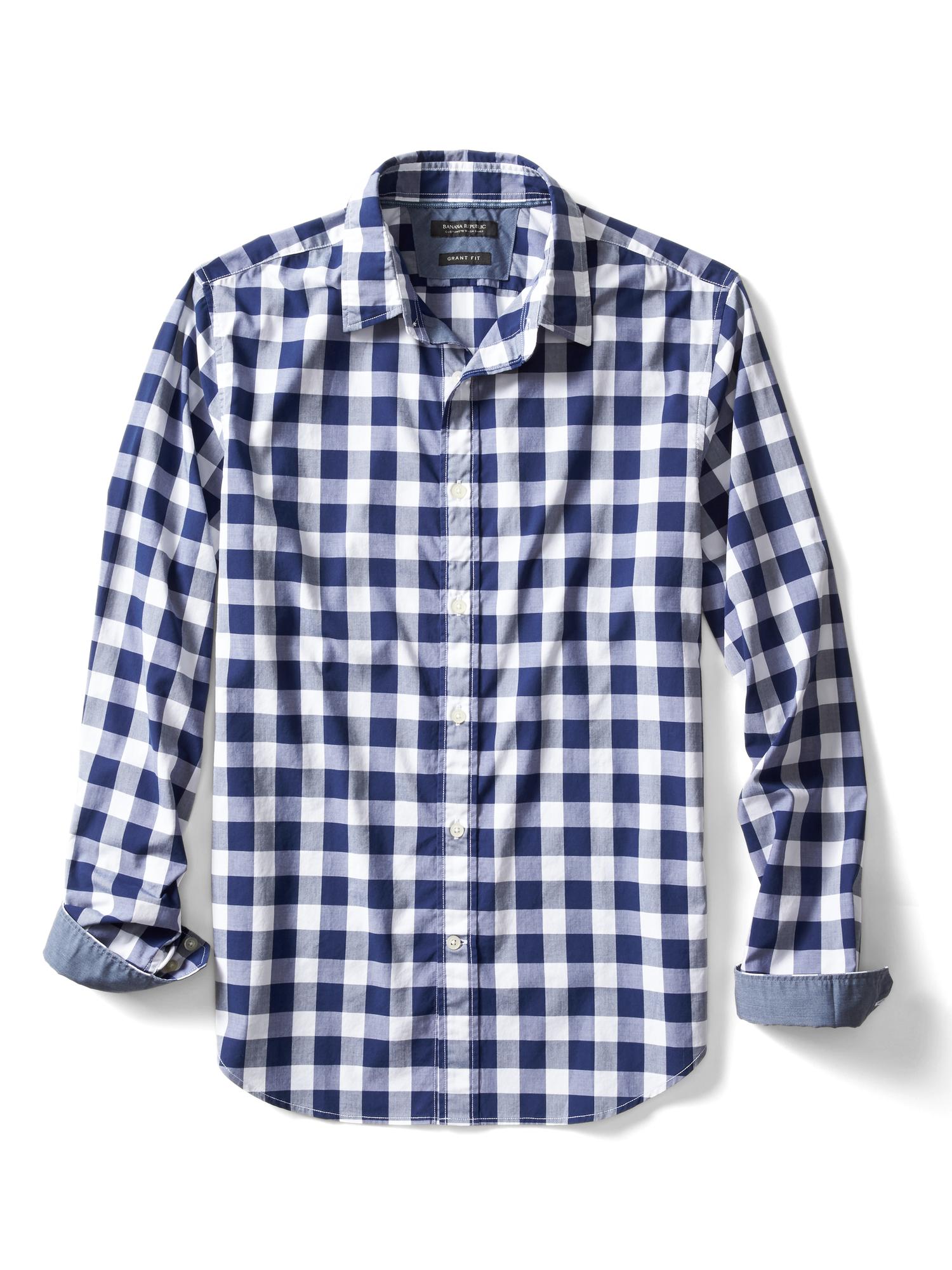 GrantFit Custom Wash Gingham Shirt Banana Republic