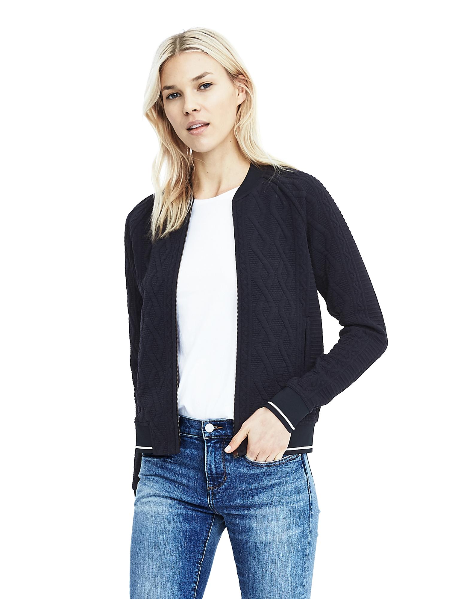 Jacquard Bomber Sweater | Banana Republic