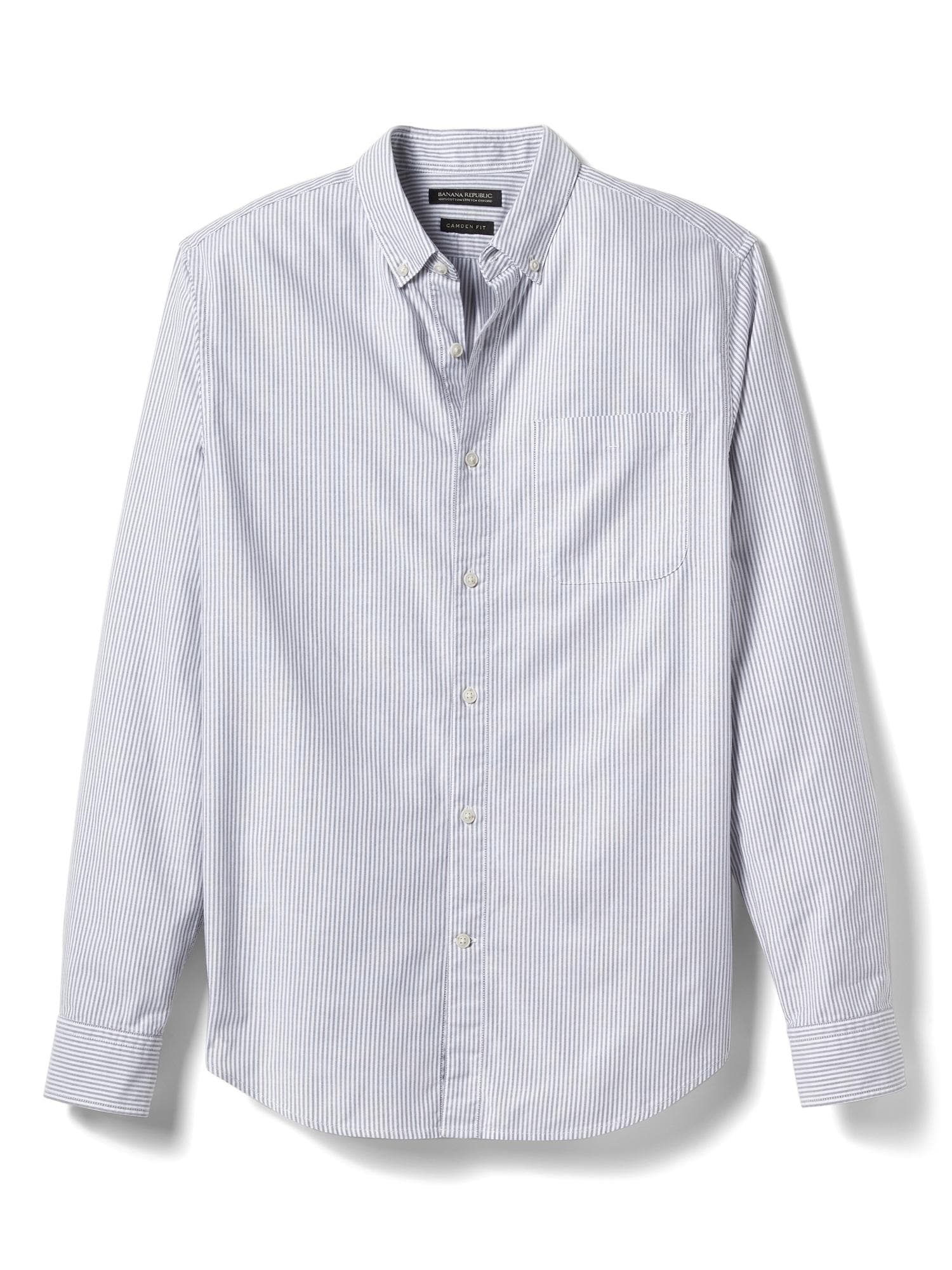 Camden-Fit Cotton-Stretch Stripe Oxford Shirt | Banana Republic