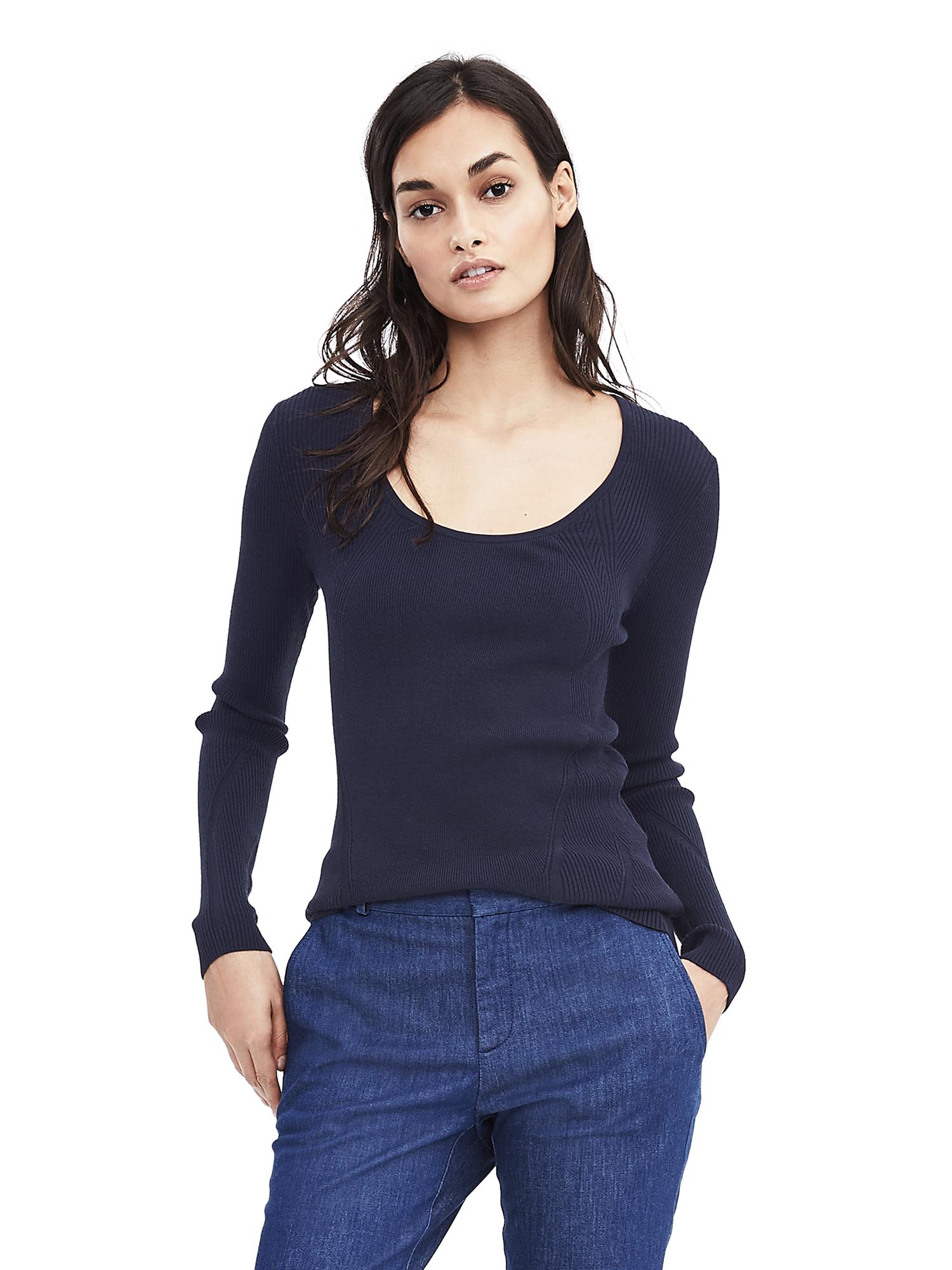 Ribbed Scoop Neck Sweater Banana Republic