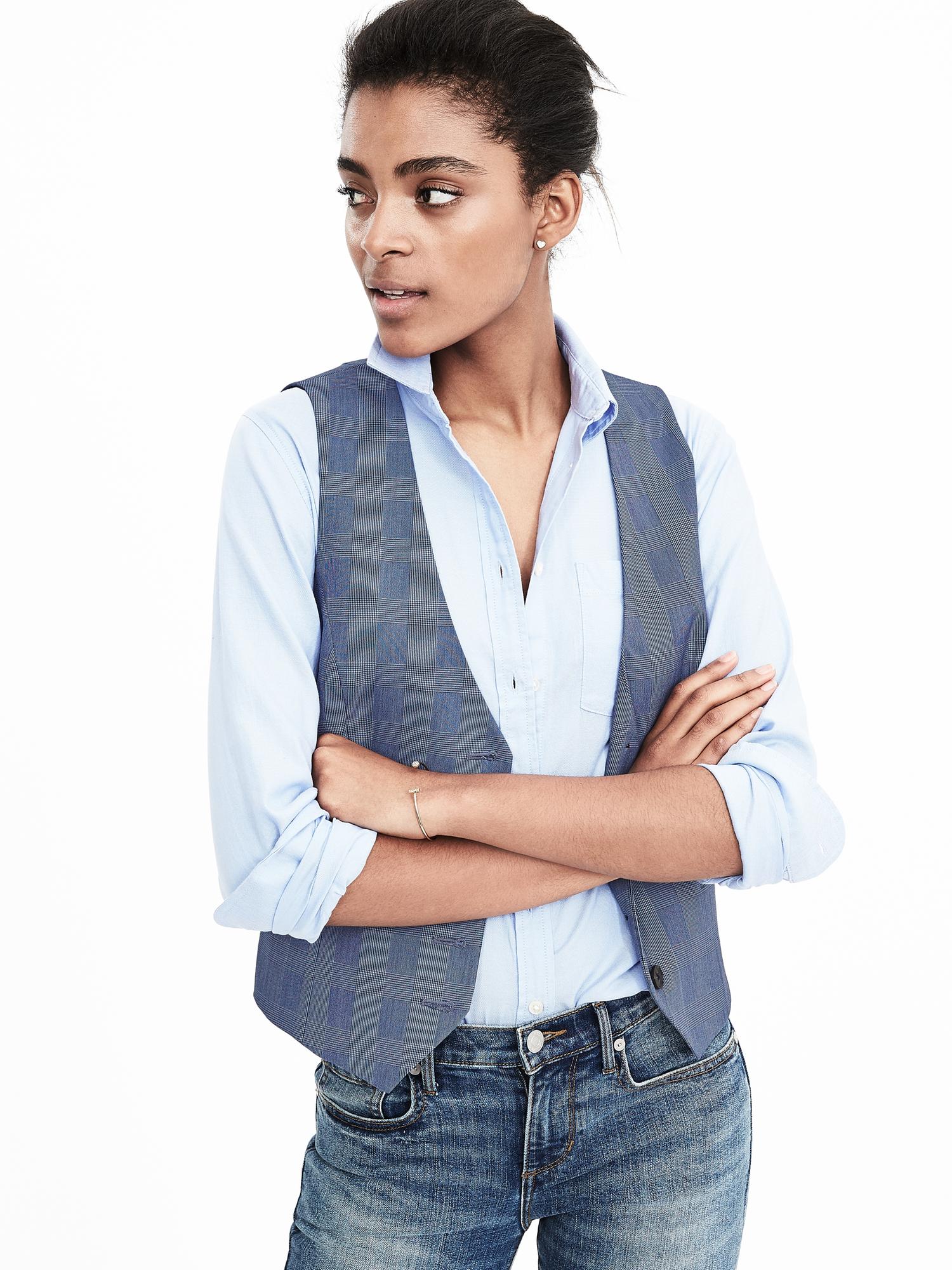 Luxe Brushed Twill Navy Plaid Vest