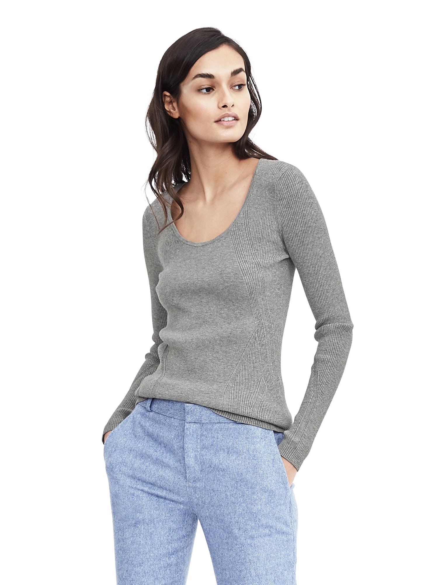 Ribbed Scoop Neck Sweater Banana Republic