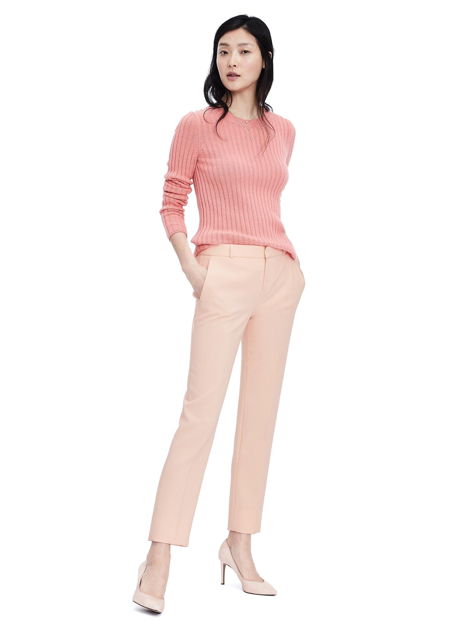 Avery Straight-Fit Blush Ankle Pant
