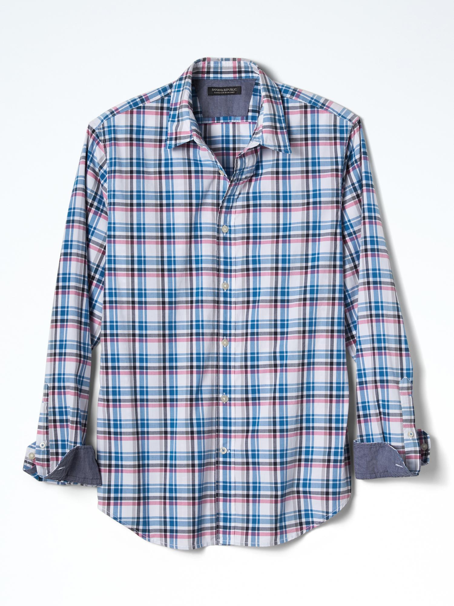 GrantFit CustomWash Plaid Shirt Banana Republic