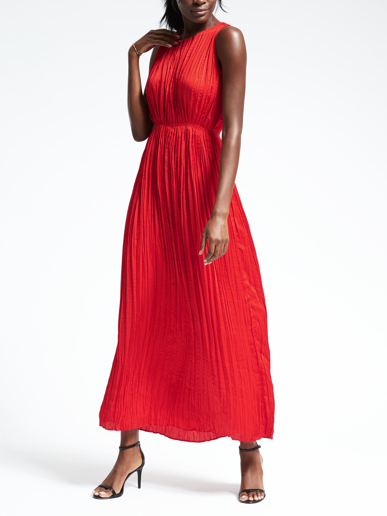 Gathered Pleat Maxi Dress | Banana Republic