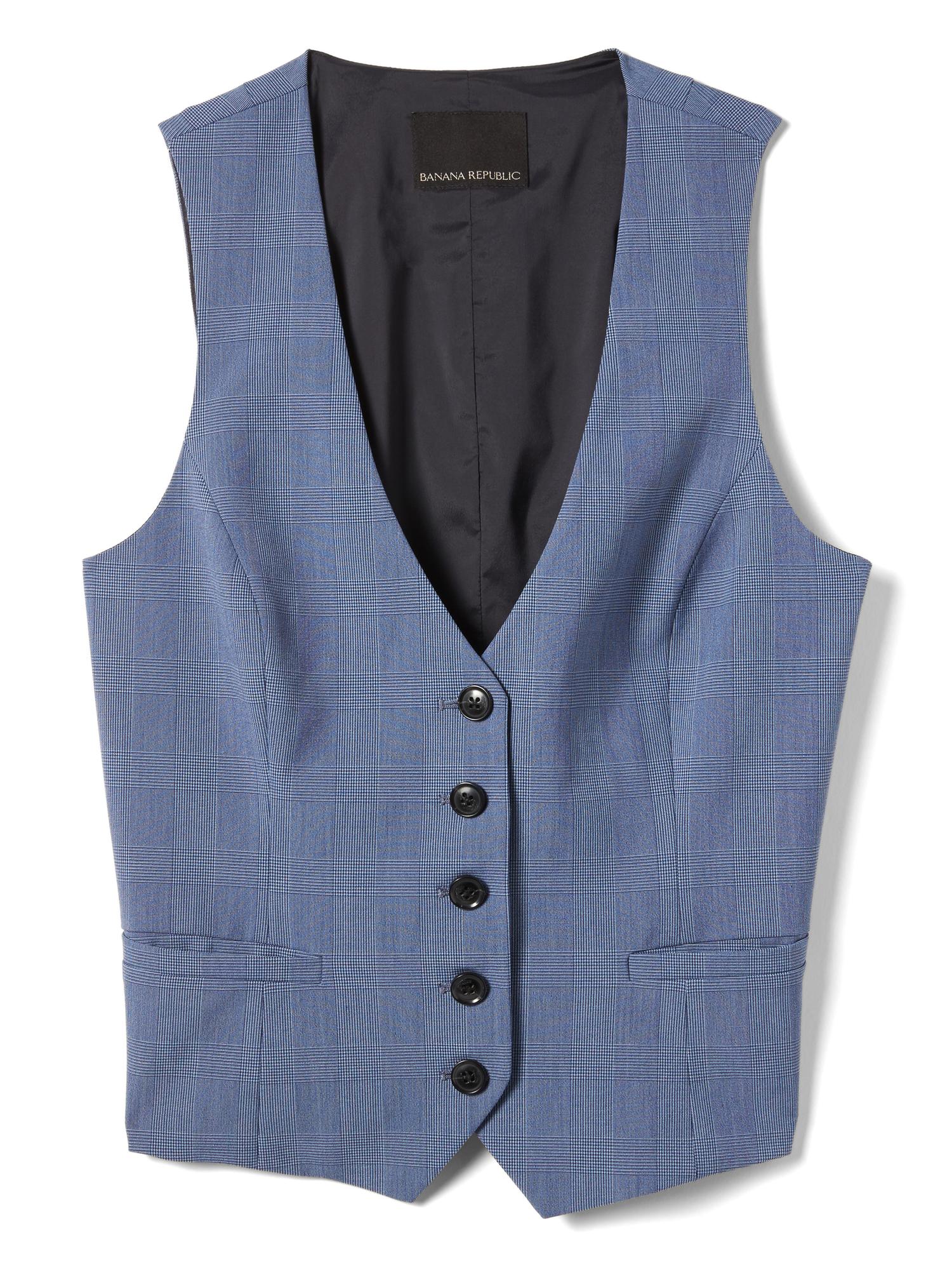 Luxe Brushed Twill Navy Plaid Vest