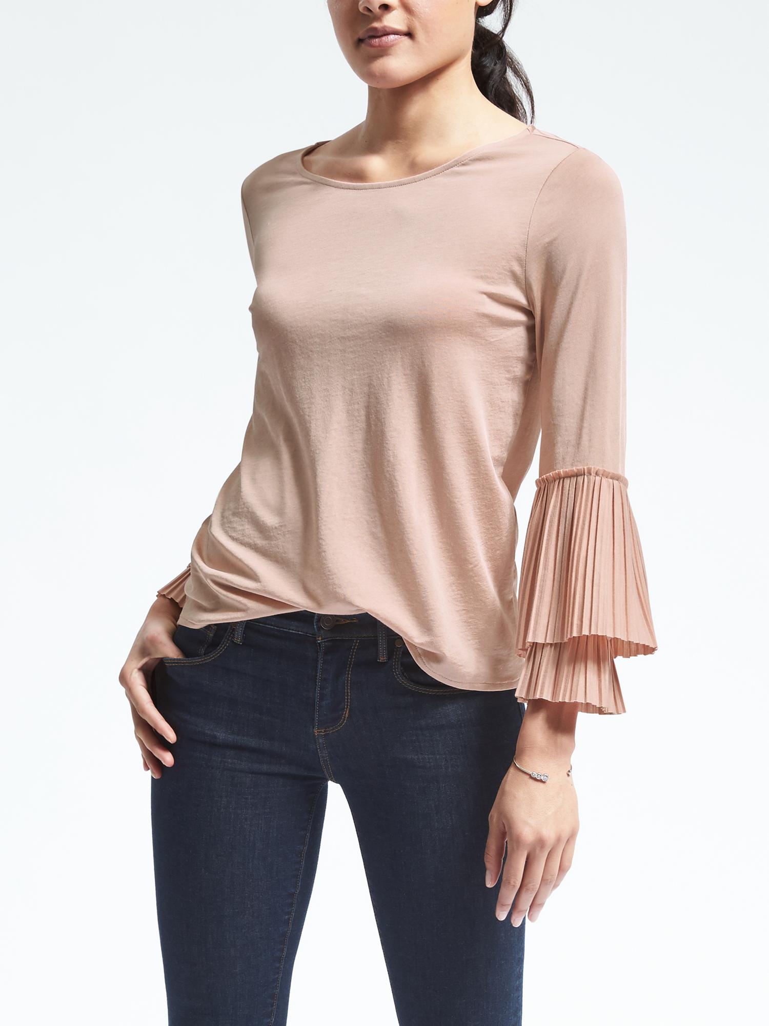 Blush Pleat Sleeve Wide Blouse main image 0