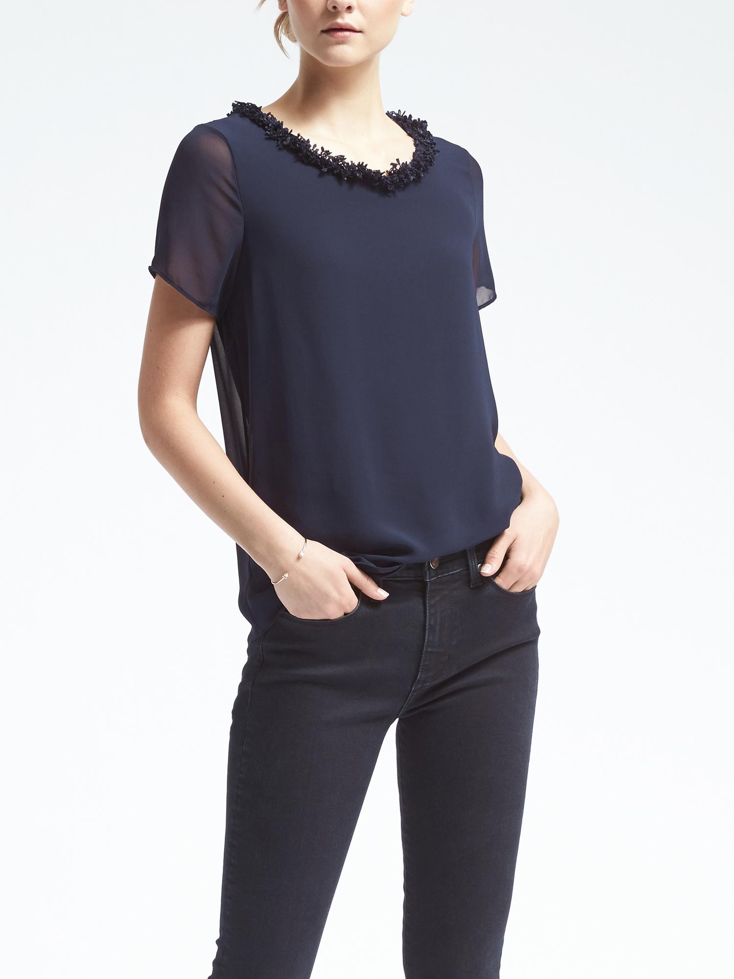 Fringe Trim Top Banana Republic