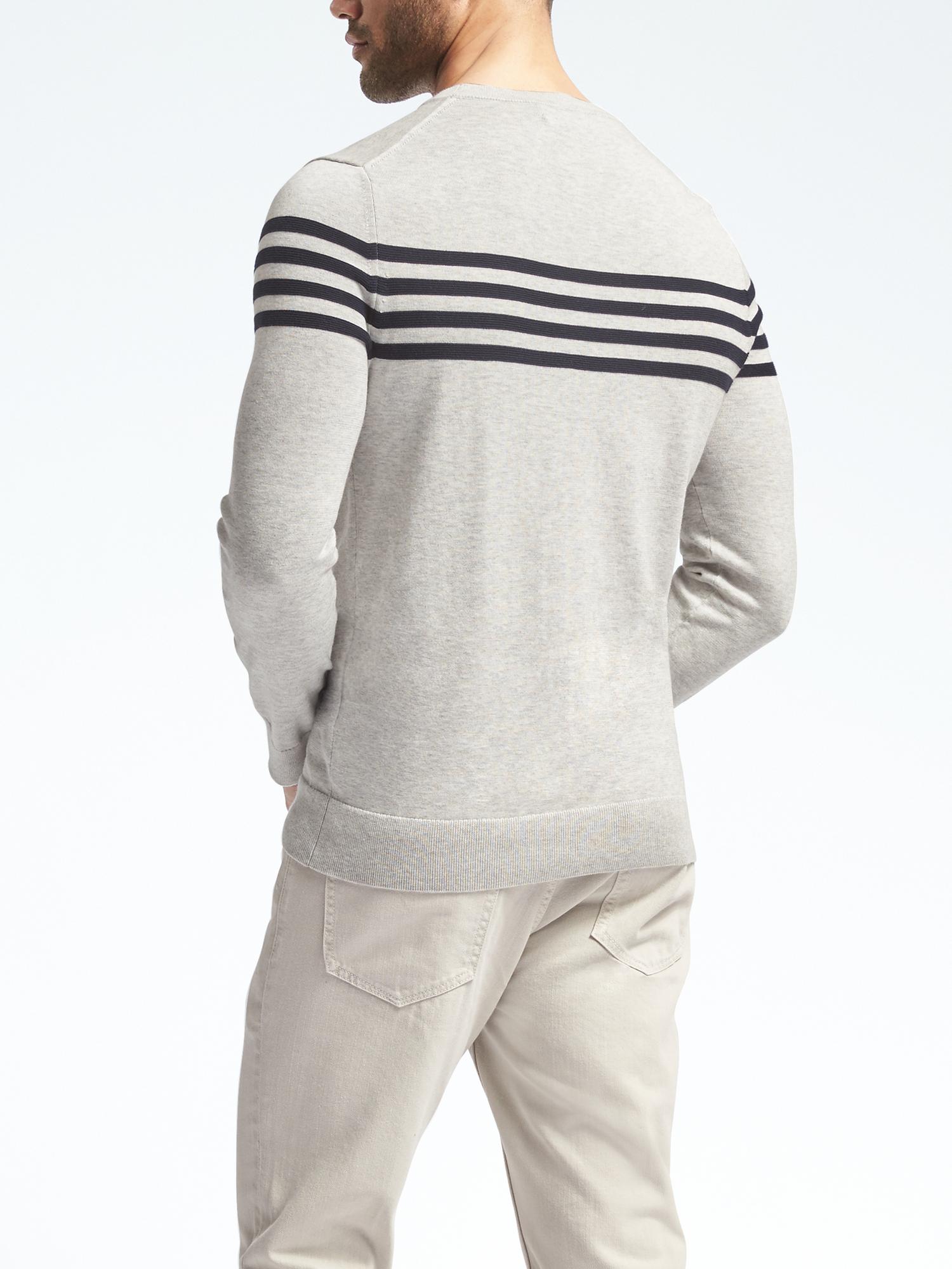 Textured-Stripe Supima® Cotton Crew Pullover
