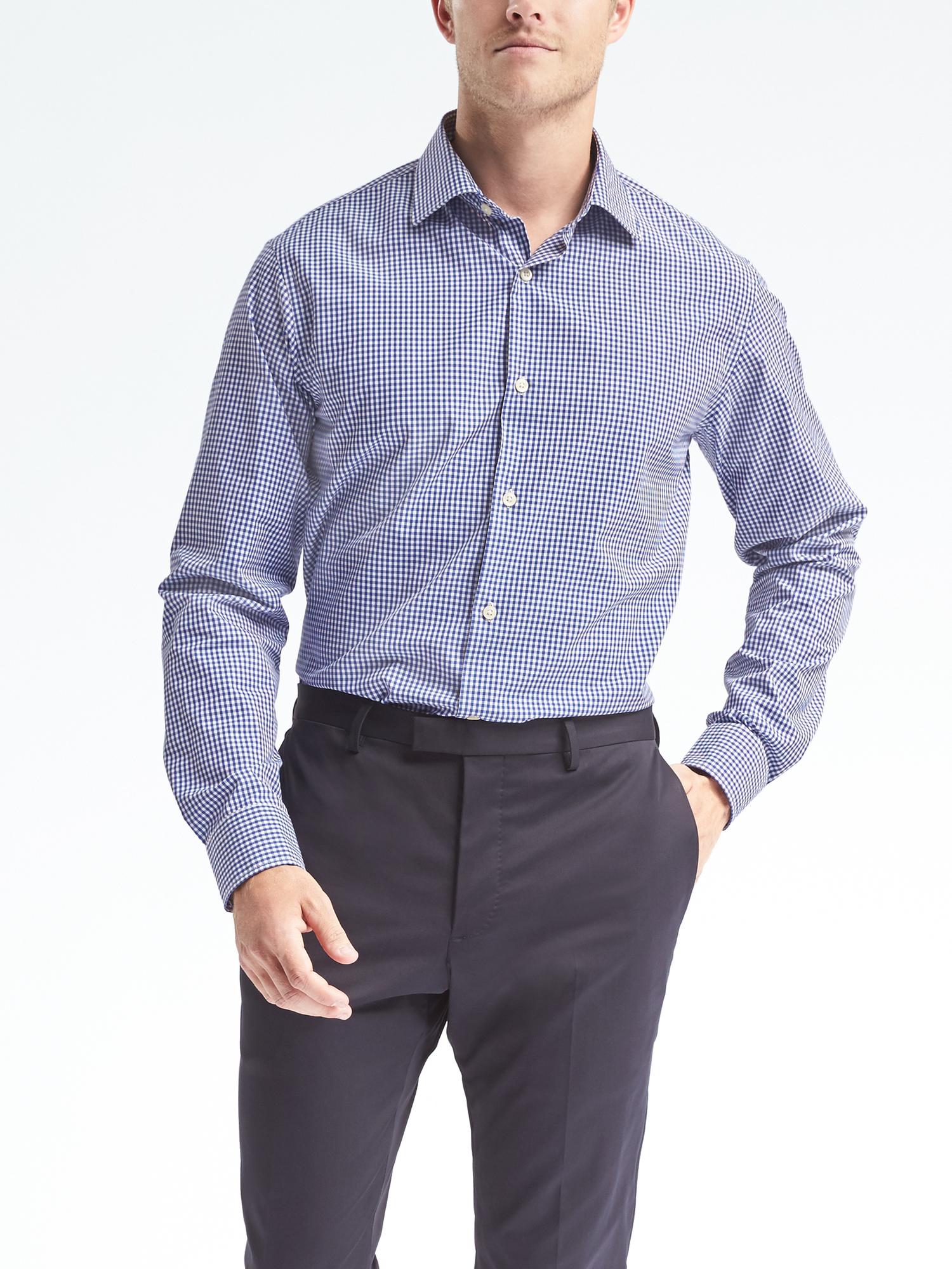 Classic-Fit Supima® Cotton Gingham Shirt | Banana Republic