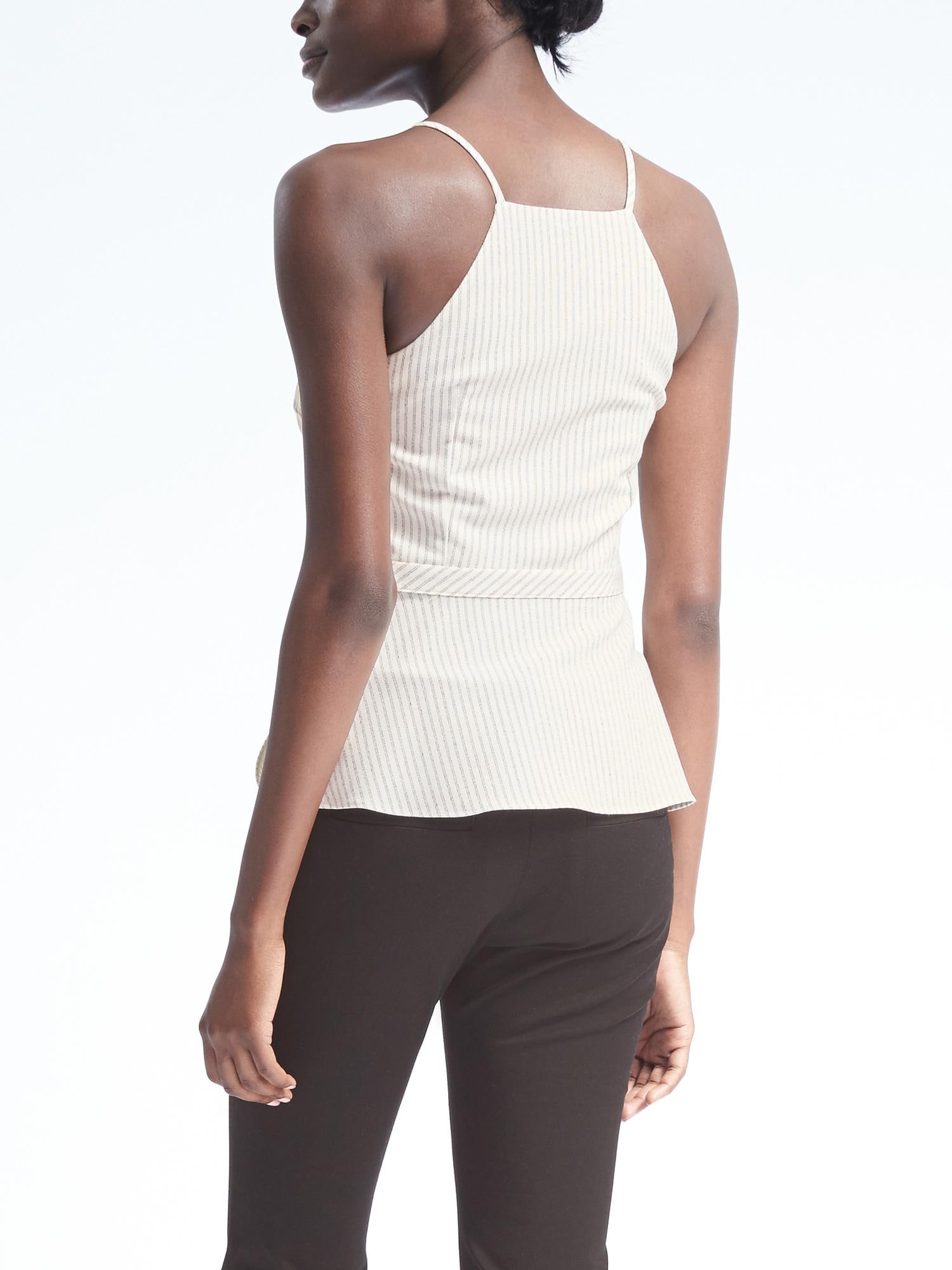High-Neck Stripe Top | Banana Republic