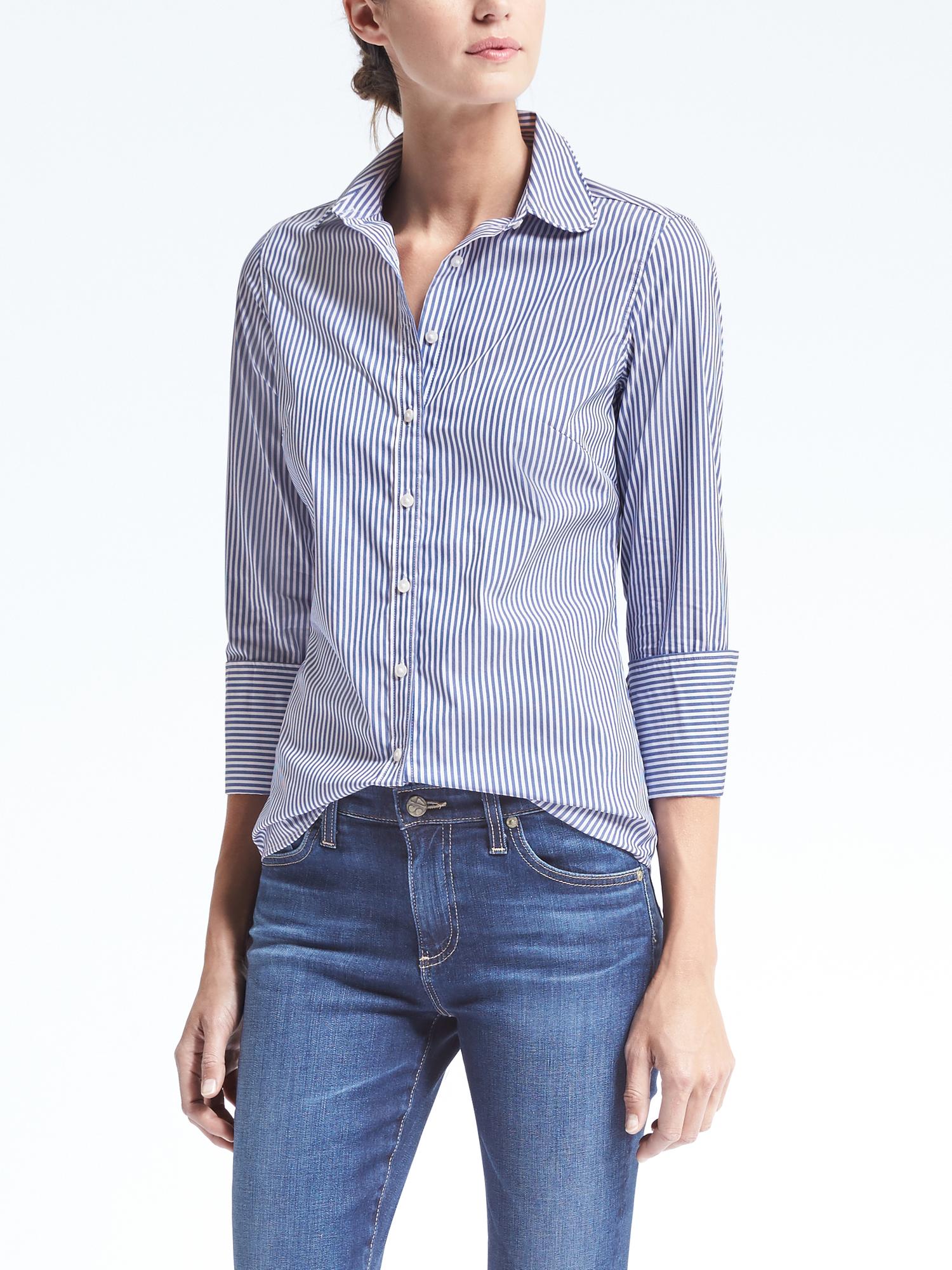 Riley-Fit Stripe Rounded-Collar Shirt