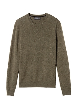 Scoop Hem Cashmere Sweater with Elbow Patches - Light Grey/Forest