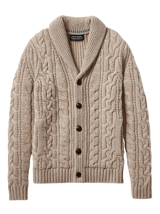 Todd & Duncan Cashmere Cable-Knit Shawl Cardigan Sweater