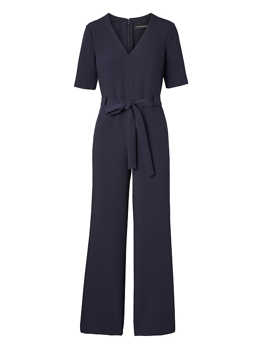 Belted V-Neck Jumpsuit | Banana Republic