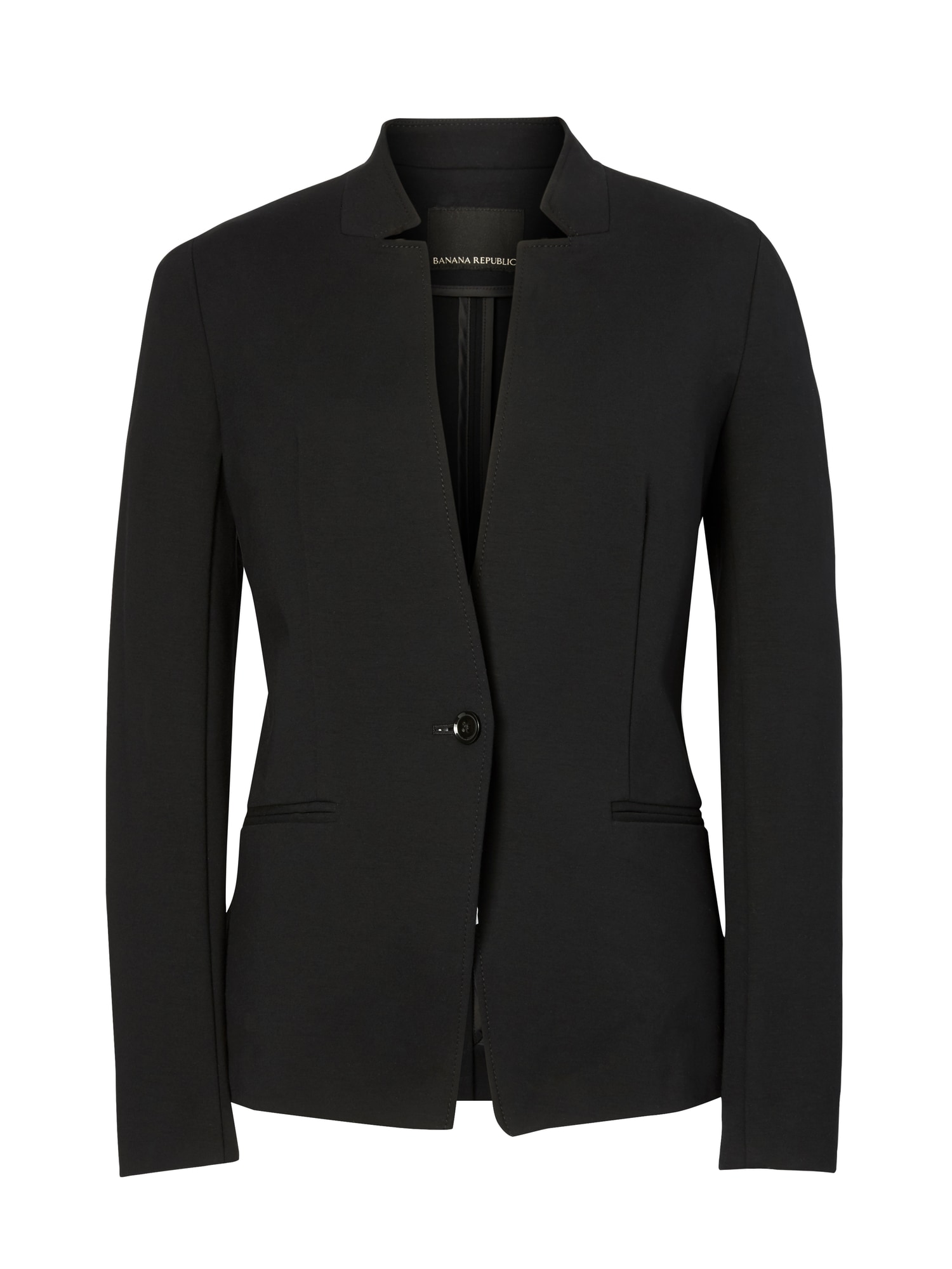 Long and Lean-Fit Inverted Collar Ponte Blazer