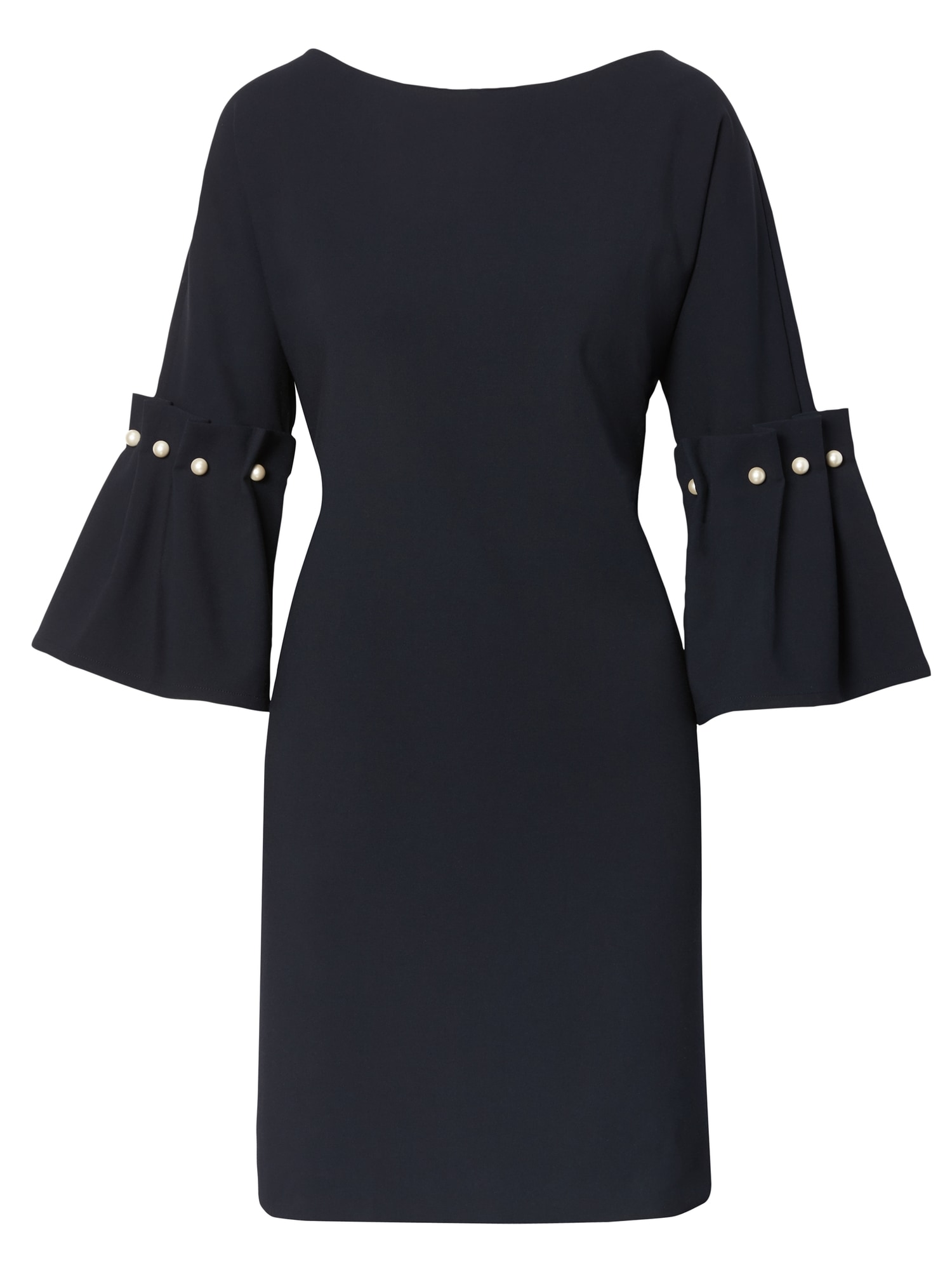 Bell-Sleeve Shift Dress with Pearl Accents