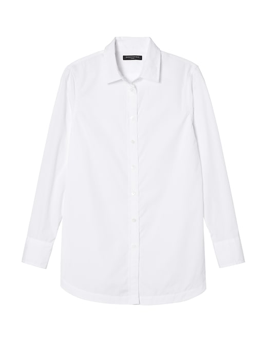Banana Republic Womens Parker Tunic-Fit Super-Stretch Shirt White Size S