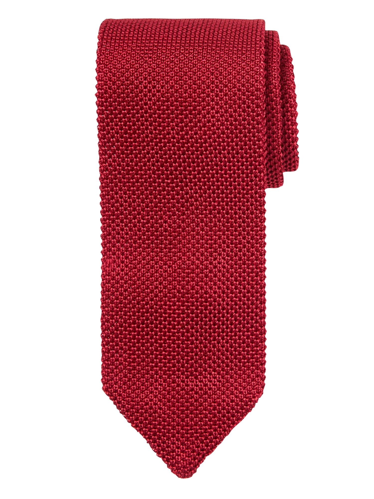 Solid Silk Knit Pointed Tie